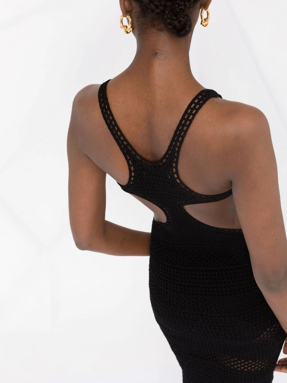 cut-out striped crochet maxi dress - 5