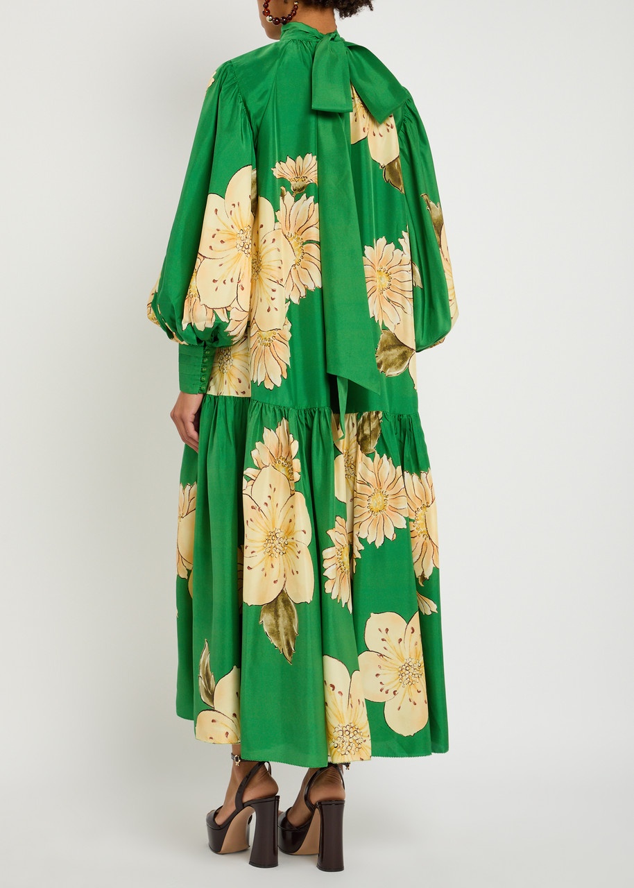 Alemais Sage Floral-print Silk Gown - 3
