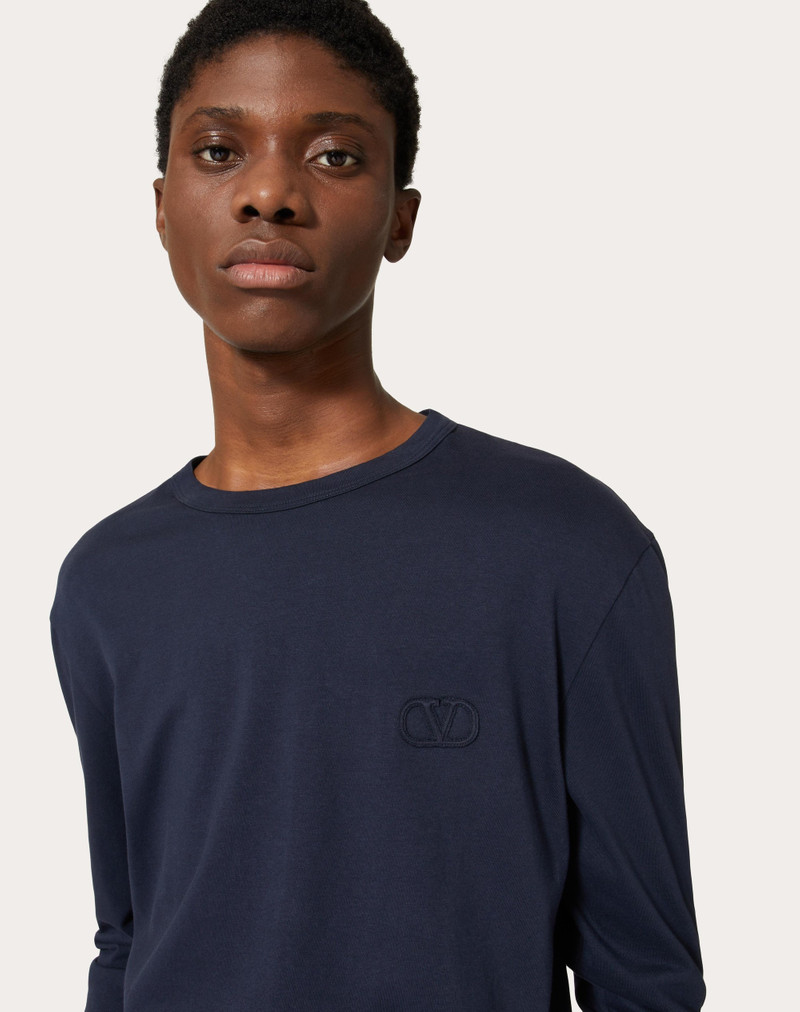 LONG-SLEEVE COTTON T-SHIRT WITH VLOGO SIGNATURE PATCH 5
