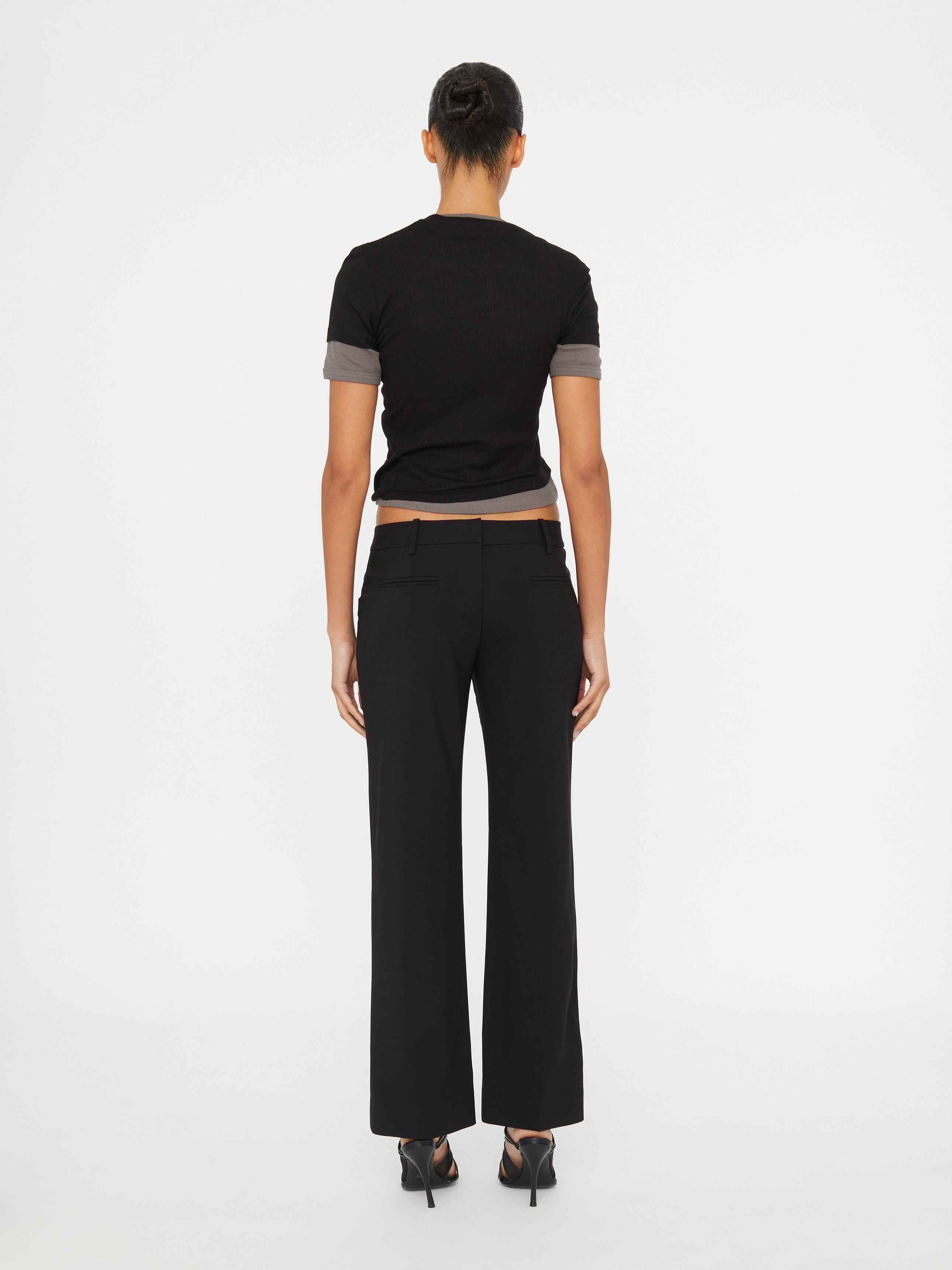 Sheer Ribbed Overlay Loophole Tee - 4