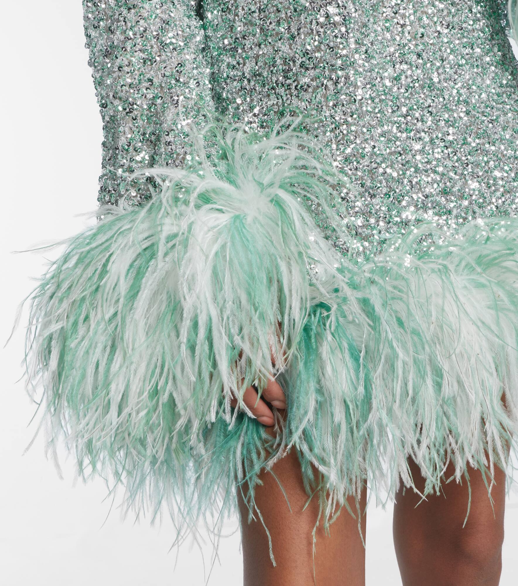 Gina sequined feather-trimmed minidress - 5