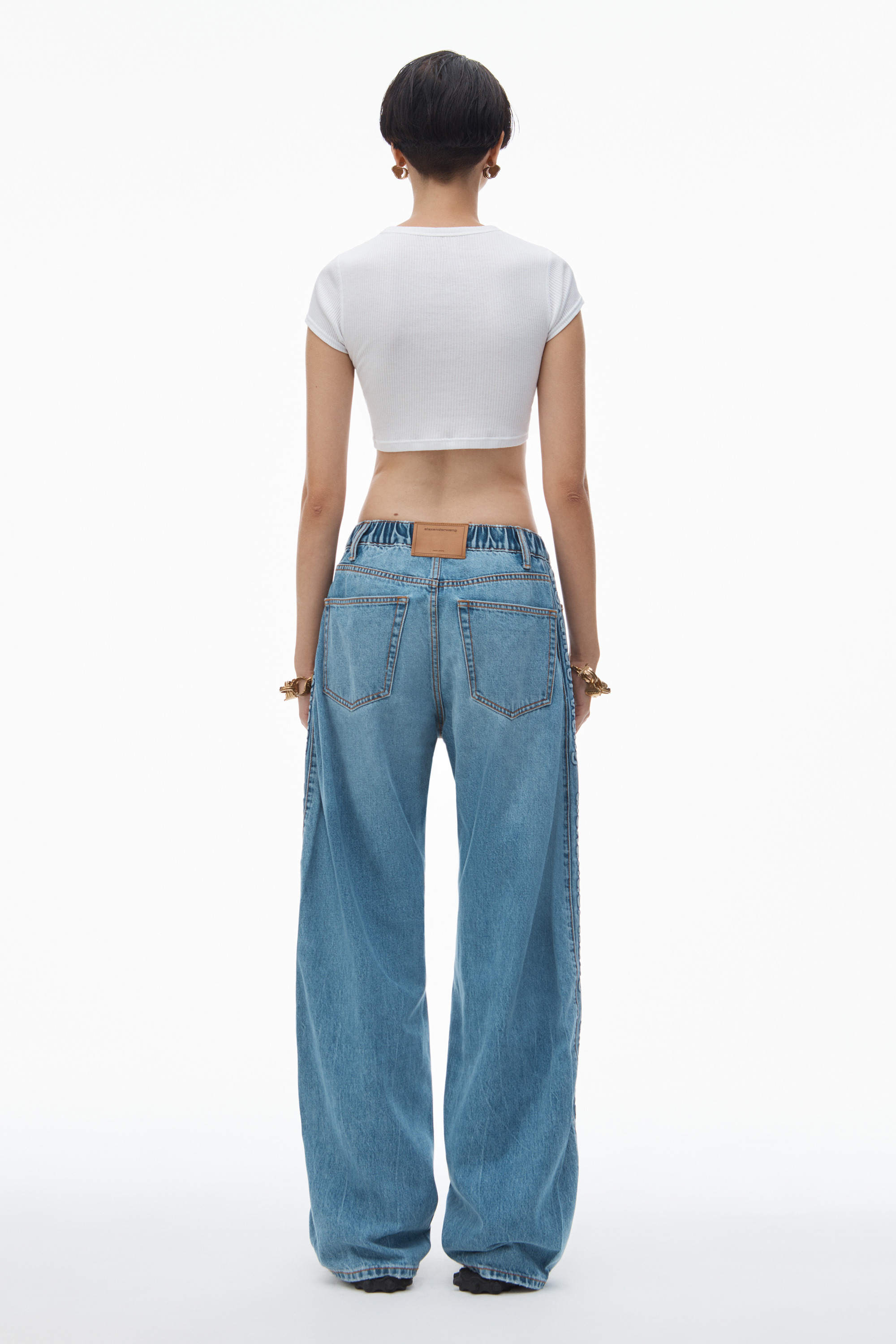 Logo-Embossed Denim Balloon Jogger Pants - 4