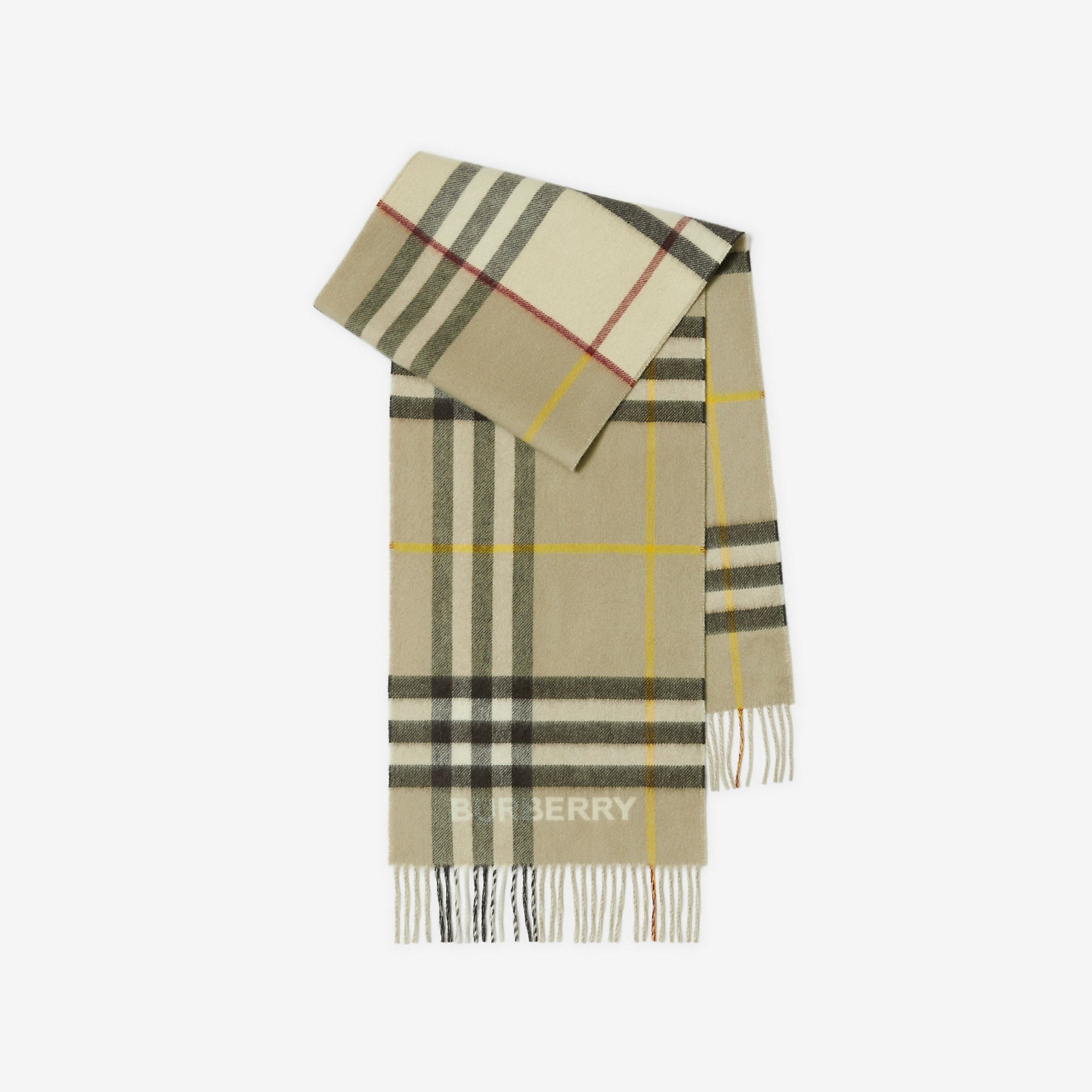 Contrast Check Cashmere Scarf - 1