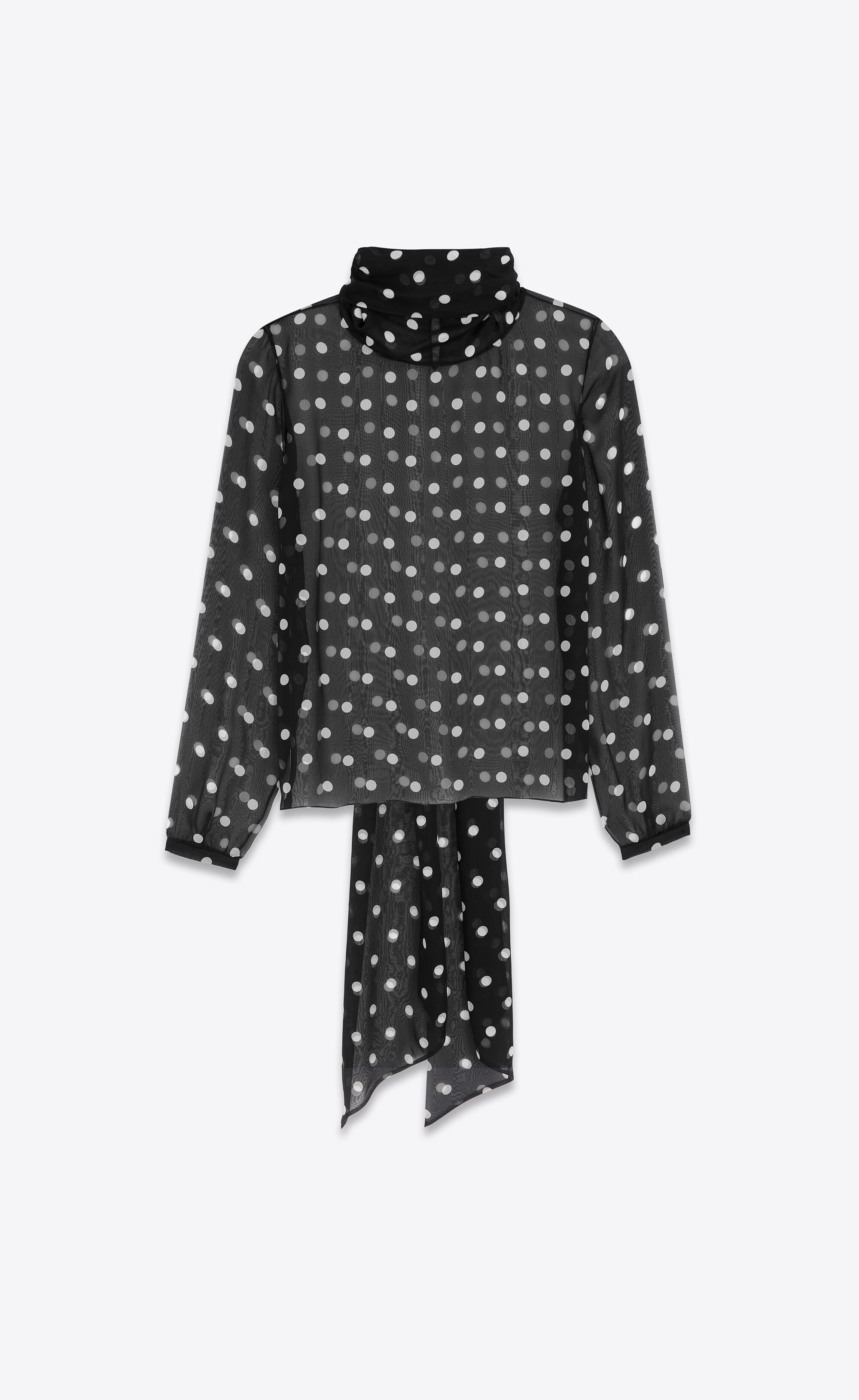 lavallière-neck blouse in dotted silk muslin - 5