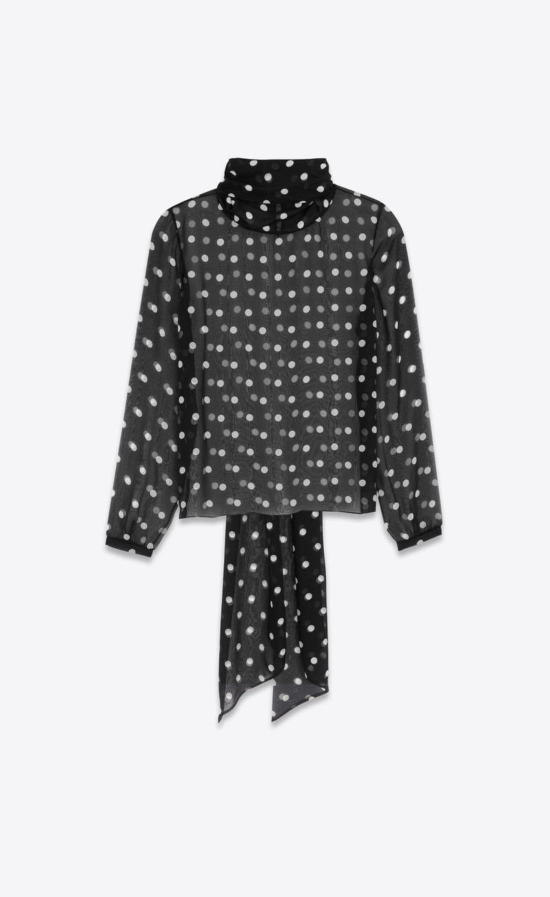 lavallière-neck blouse in dotted silk muslin 5