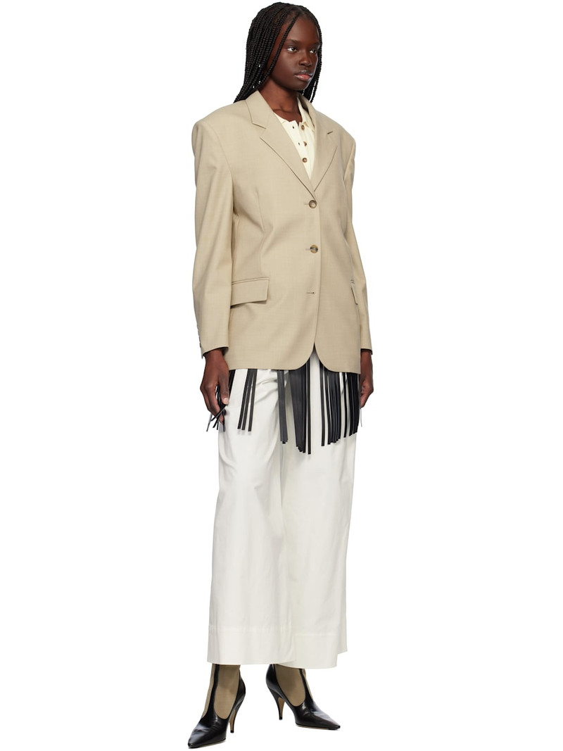 RECTO Beige Wool Blend Tailored Daddy Blazer outlook