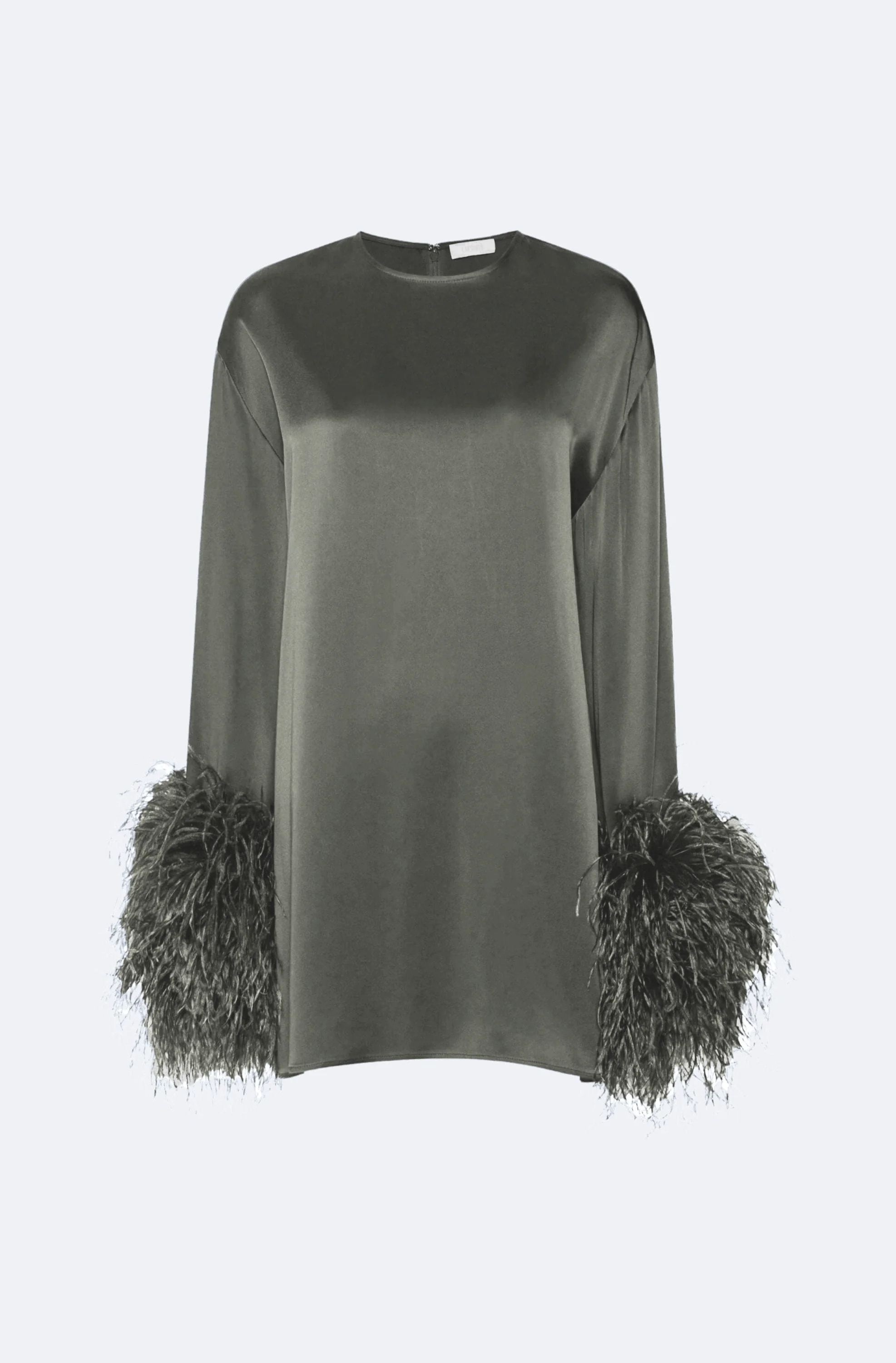 Satin Dress With Feathers - 1