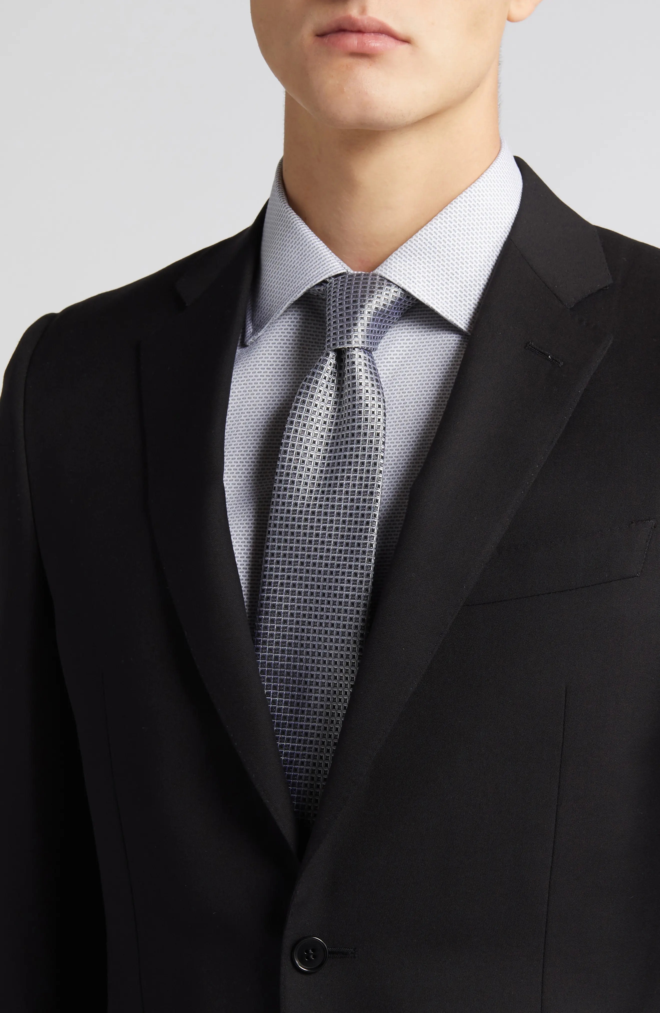 Milano Trim Fit Solid Black Wool Suit - 4