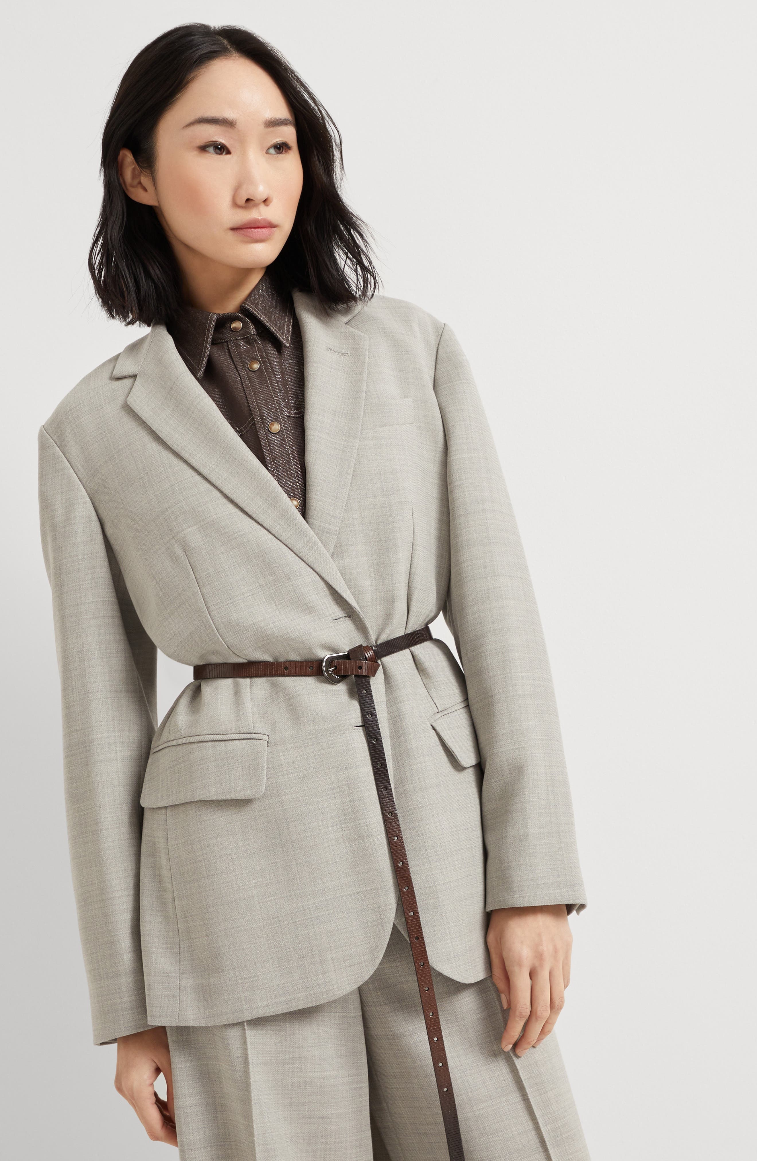 Brunello Cucinelli Carved leather belt in Cocoa at Nordstrom - 3