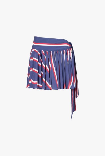HIGH SUMMER CAPSULE - Blue and red striped pleated skirt - 1