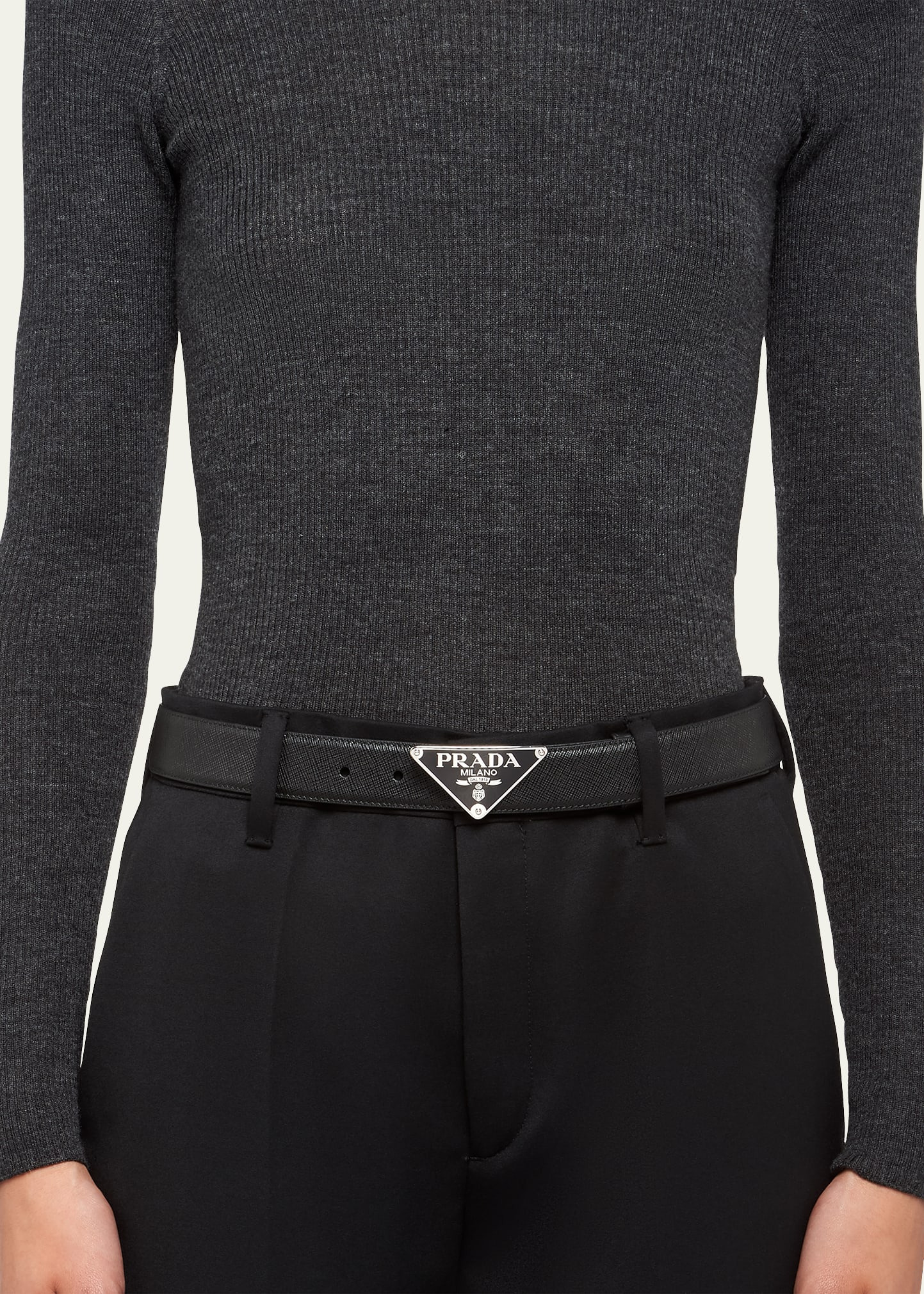 Saffiano Triangle Logo Belt - 2