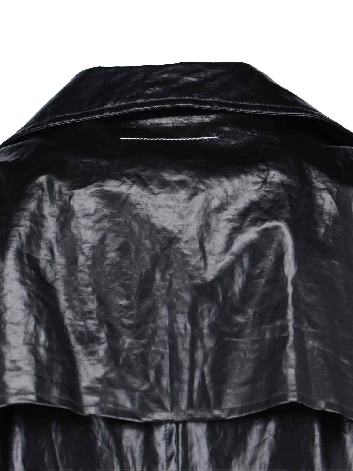DOUBLE-BREASTED FAUX LEATHER COAT - 4