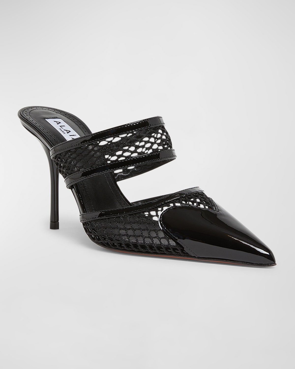 Patent Heart-Toe Stiletto Mules - 2