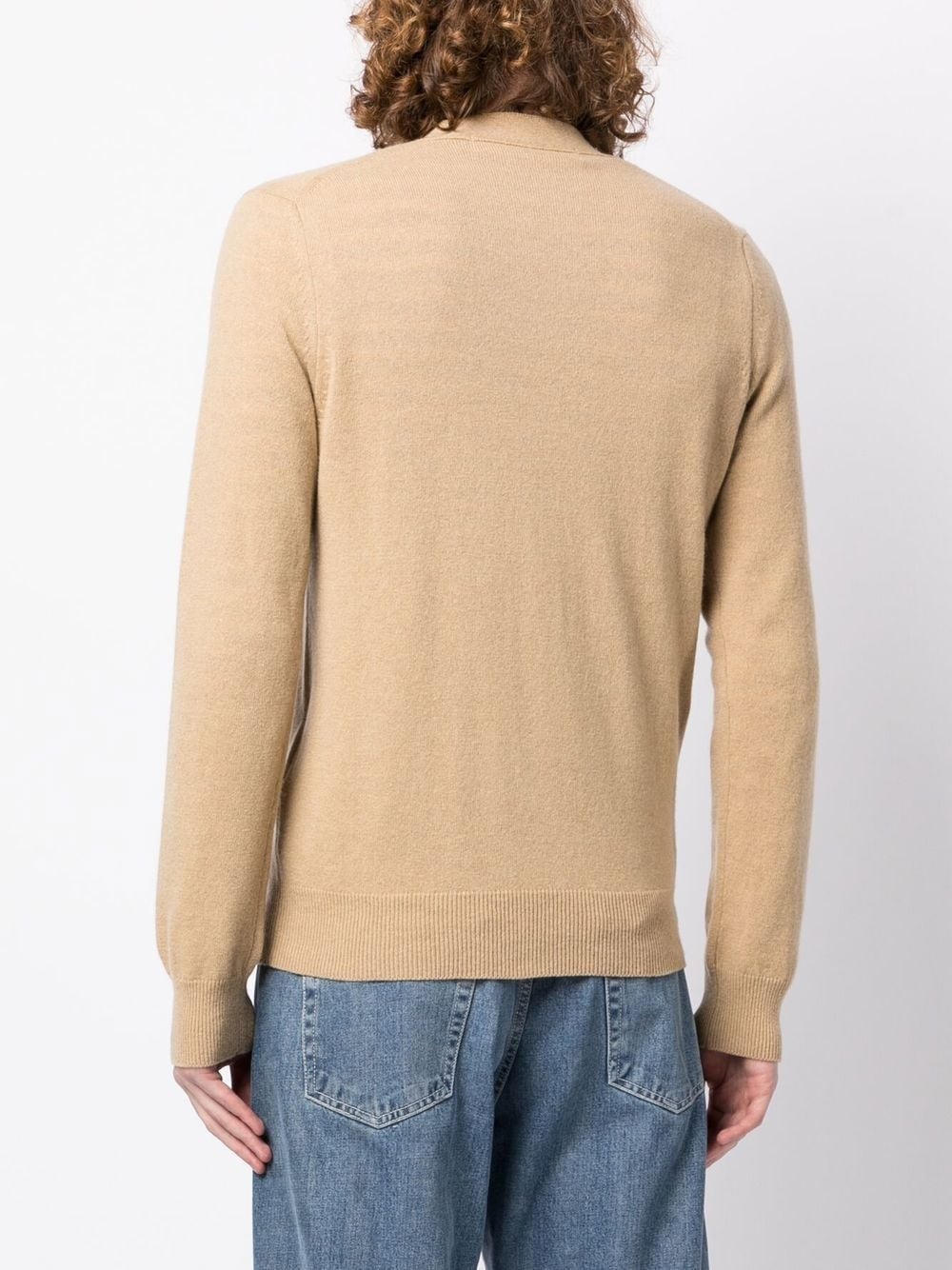 logo-patch wool cardigan - 4