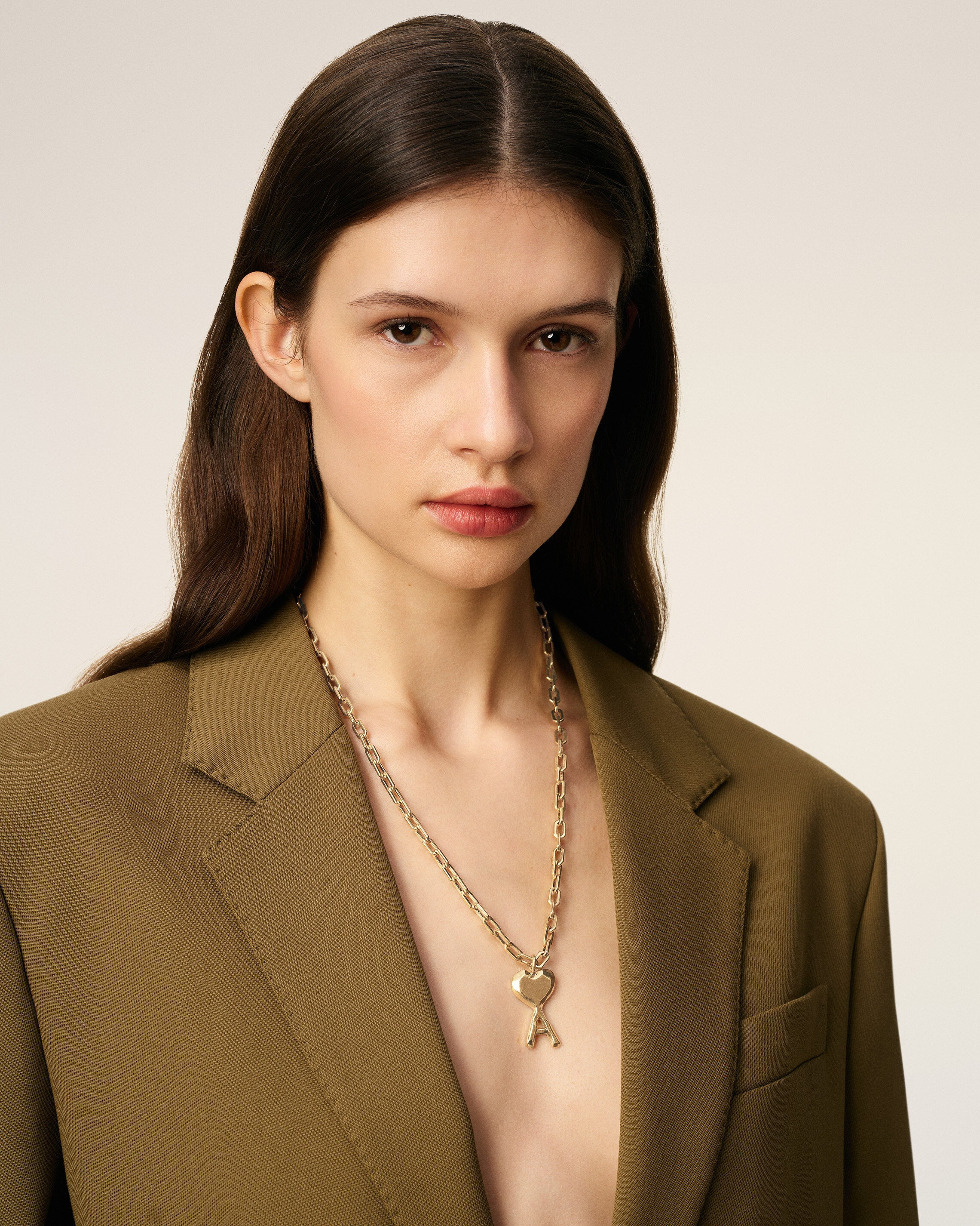 GOLD BRASS HAMMERED AMI DE COEUR NECKLACE - 2