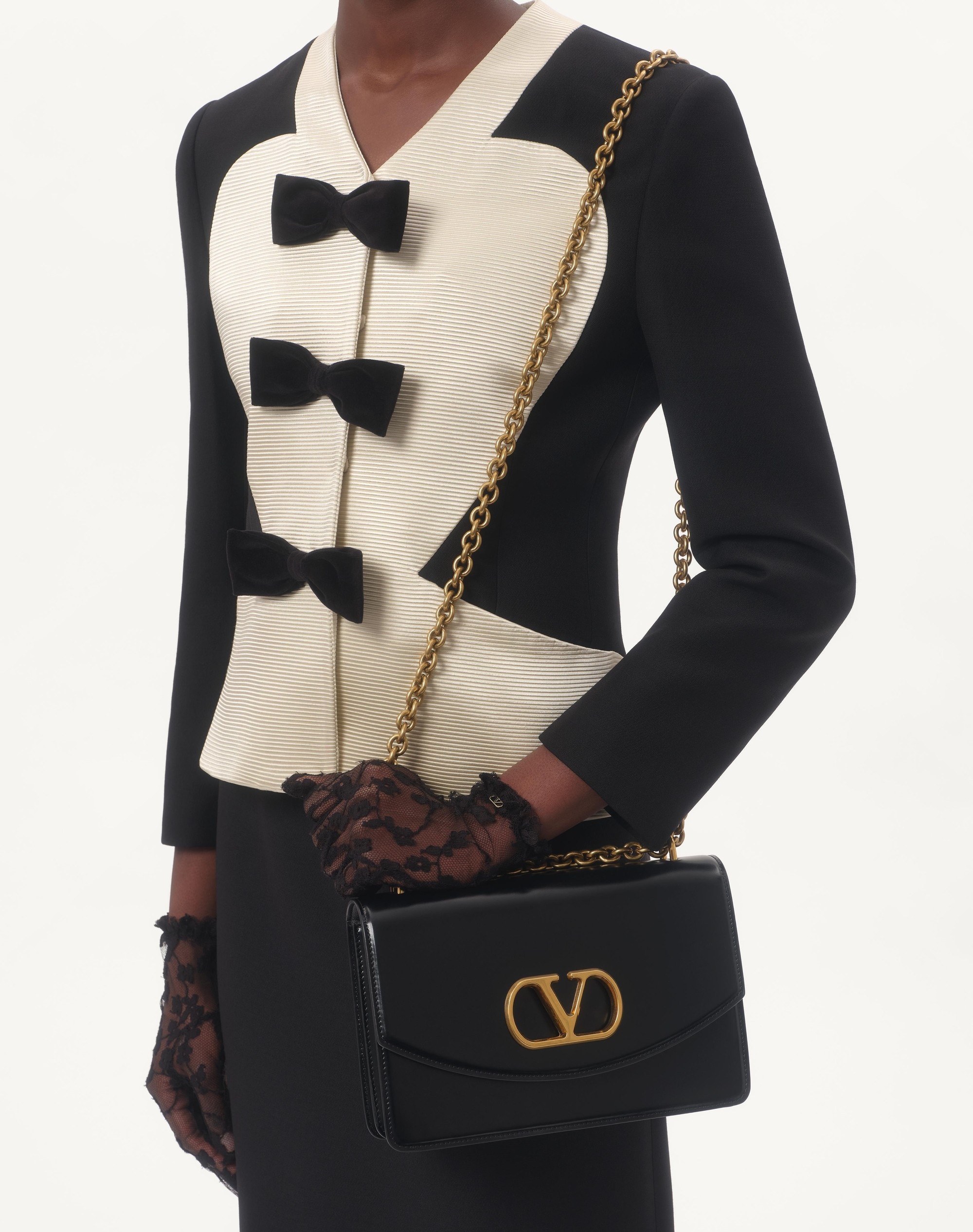 CREPE COUTURE JACKET WITH BOWS - 3