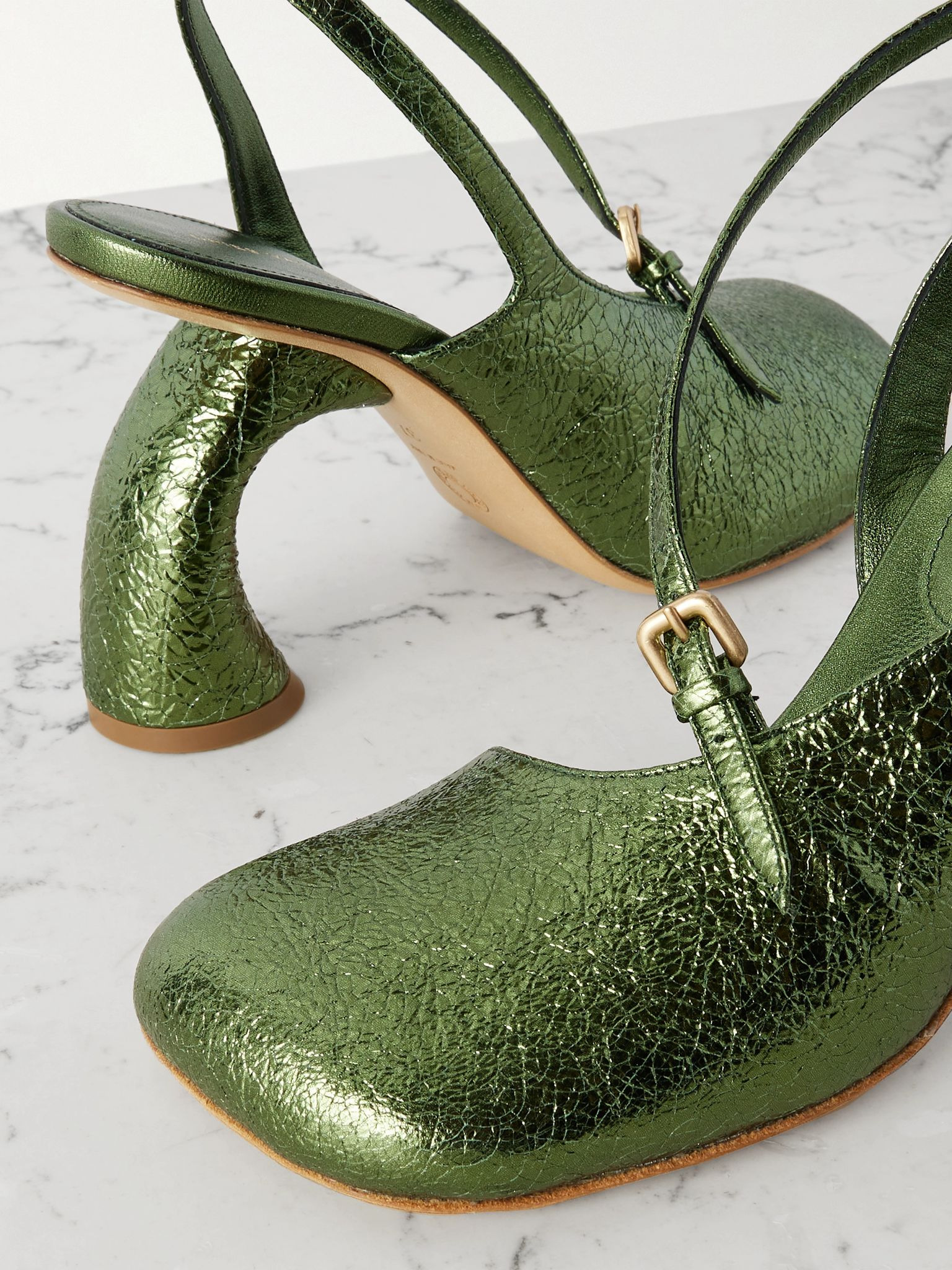 Crinkled-leather pumps Light green - 4