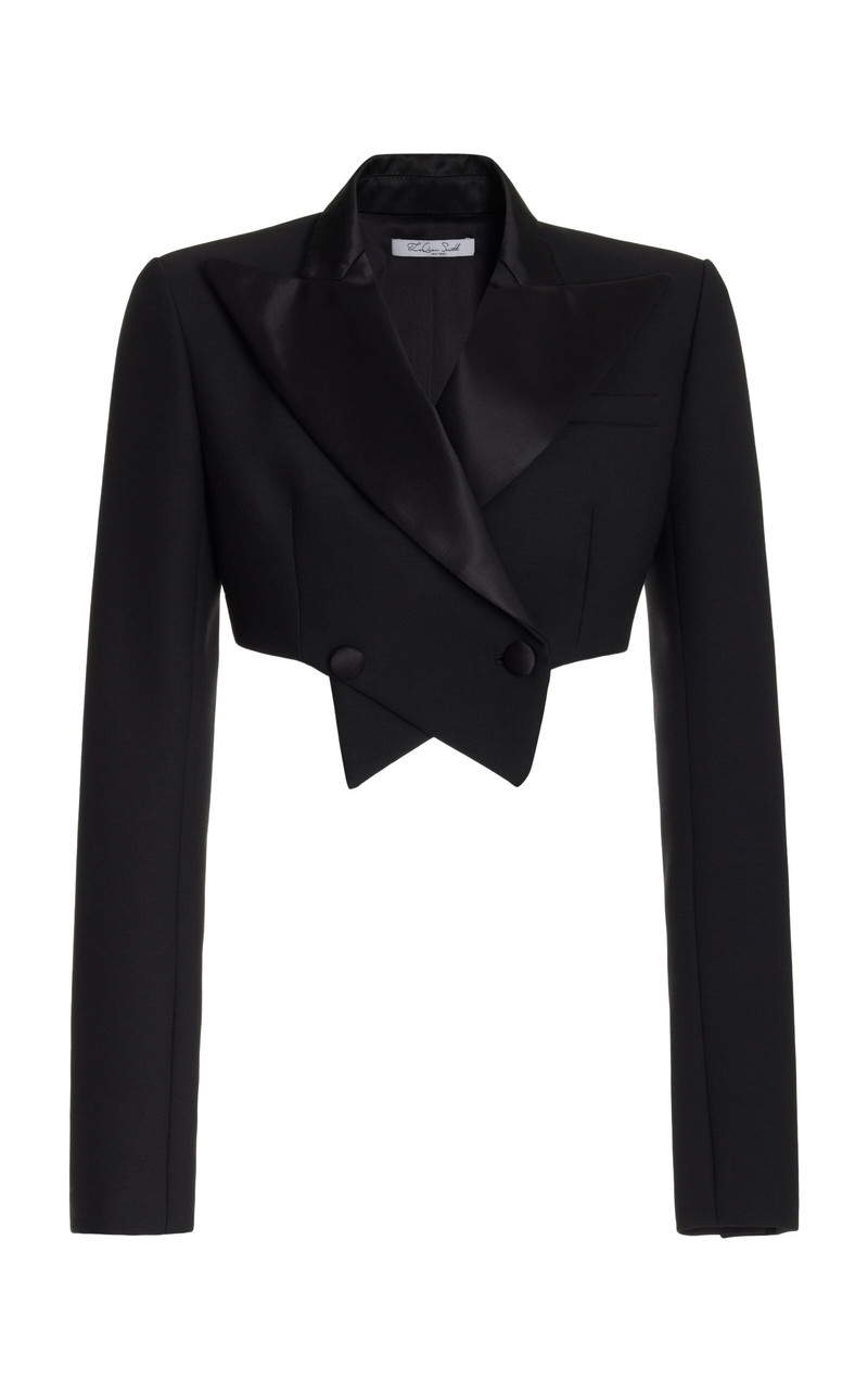 Cropped Wool Blazer Jacket black 1