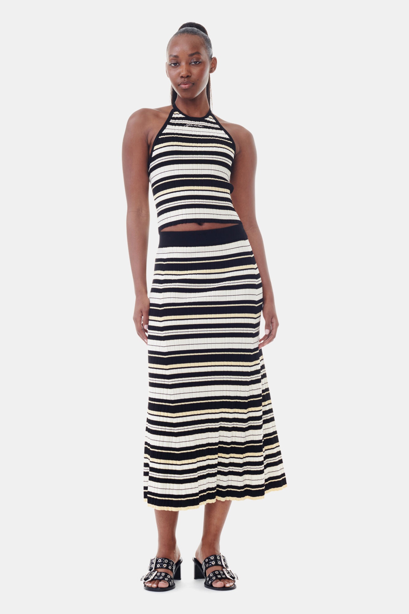 FUTURE STRIPED RIB LONG SKIRT - 2