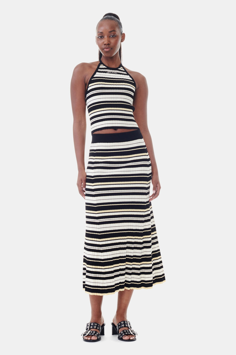 GANNI FUTURE STRIPED RIB LONG SKIRT outlook