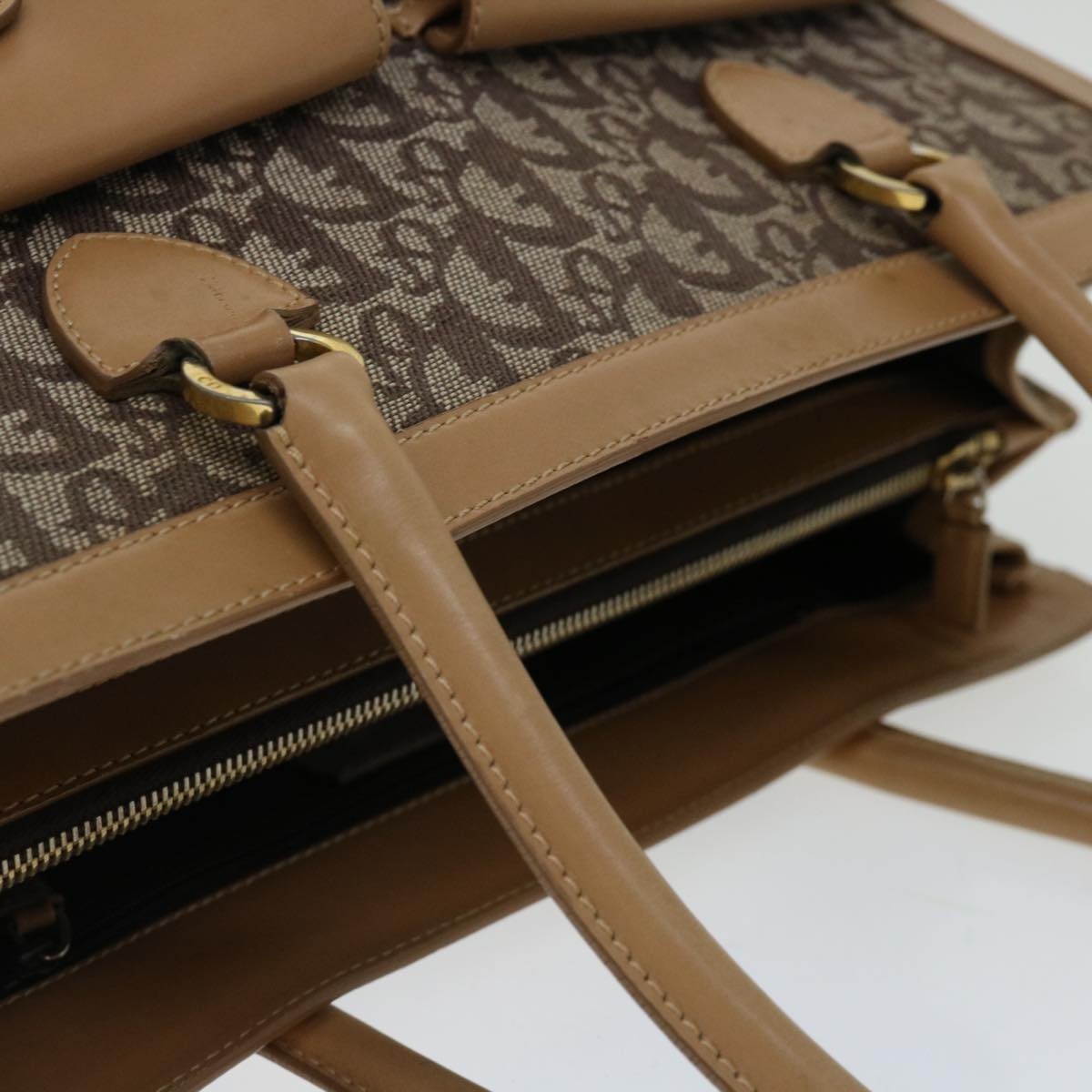 DIOR Trotter Canvas Hand Bag Beige - 6
