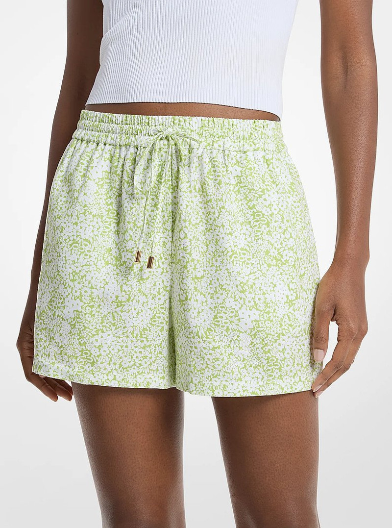 Floral Print Linen Blend Shorts 1