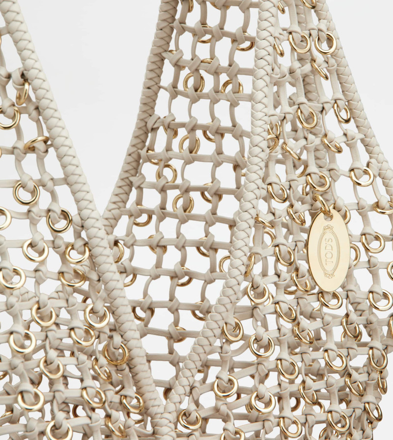 TOD'S DI BAG FOLIO SHOULDER BAG IN LEATHER SMALL - WHITE 5