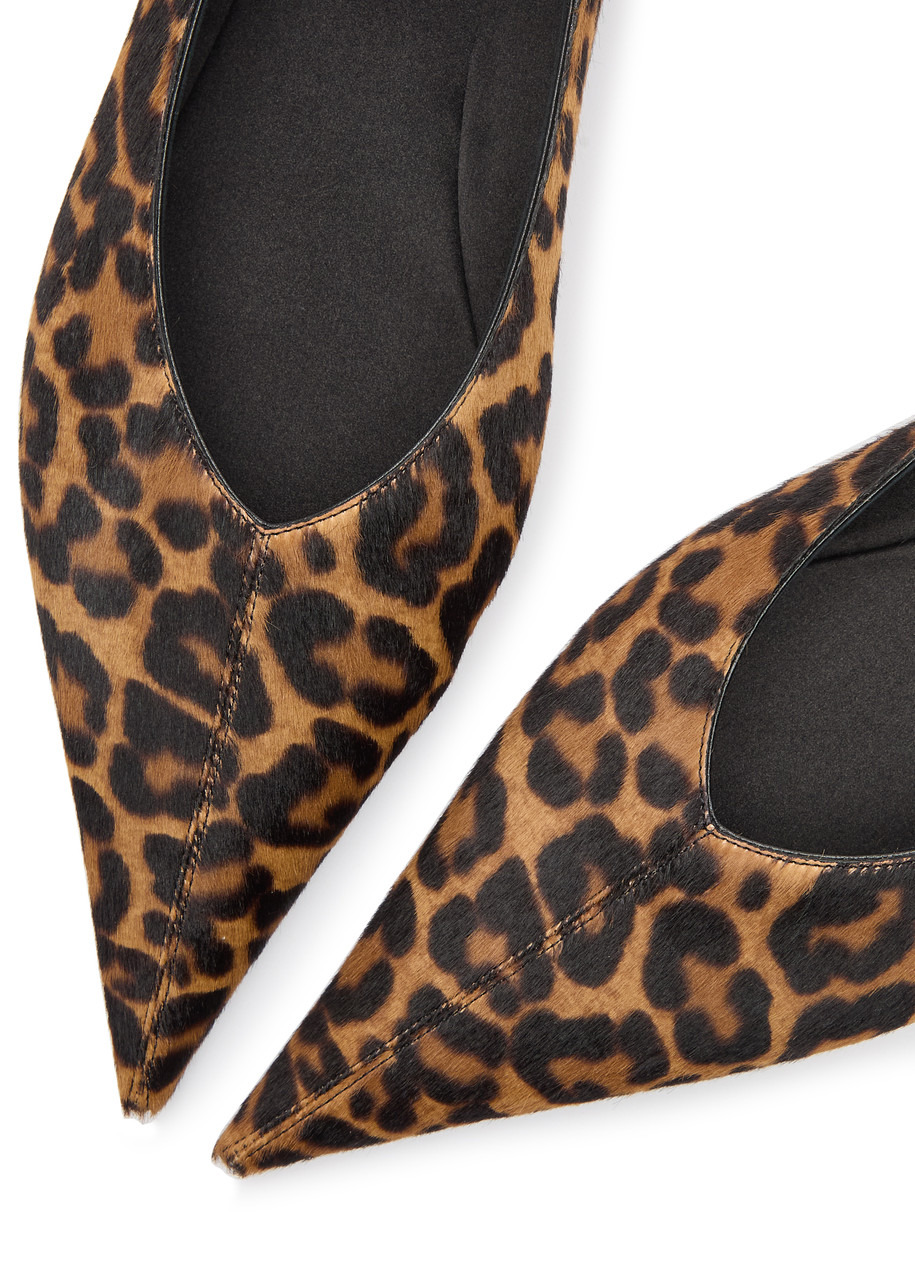Saint Laurent Nour Leopard-print Calf-hair Flats - 3