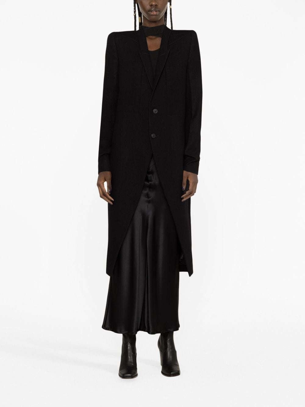 buttoned wool long coat - 3
