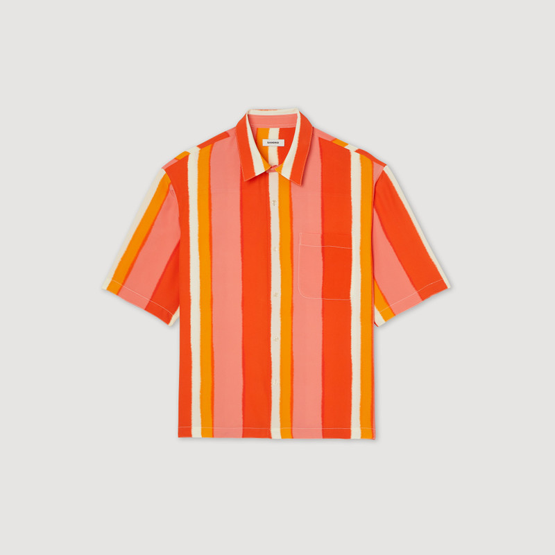 Flowing striped short-sleeved shirt 1