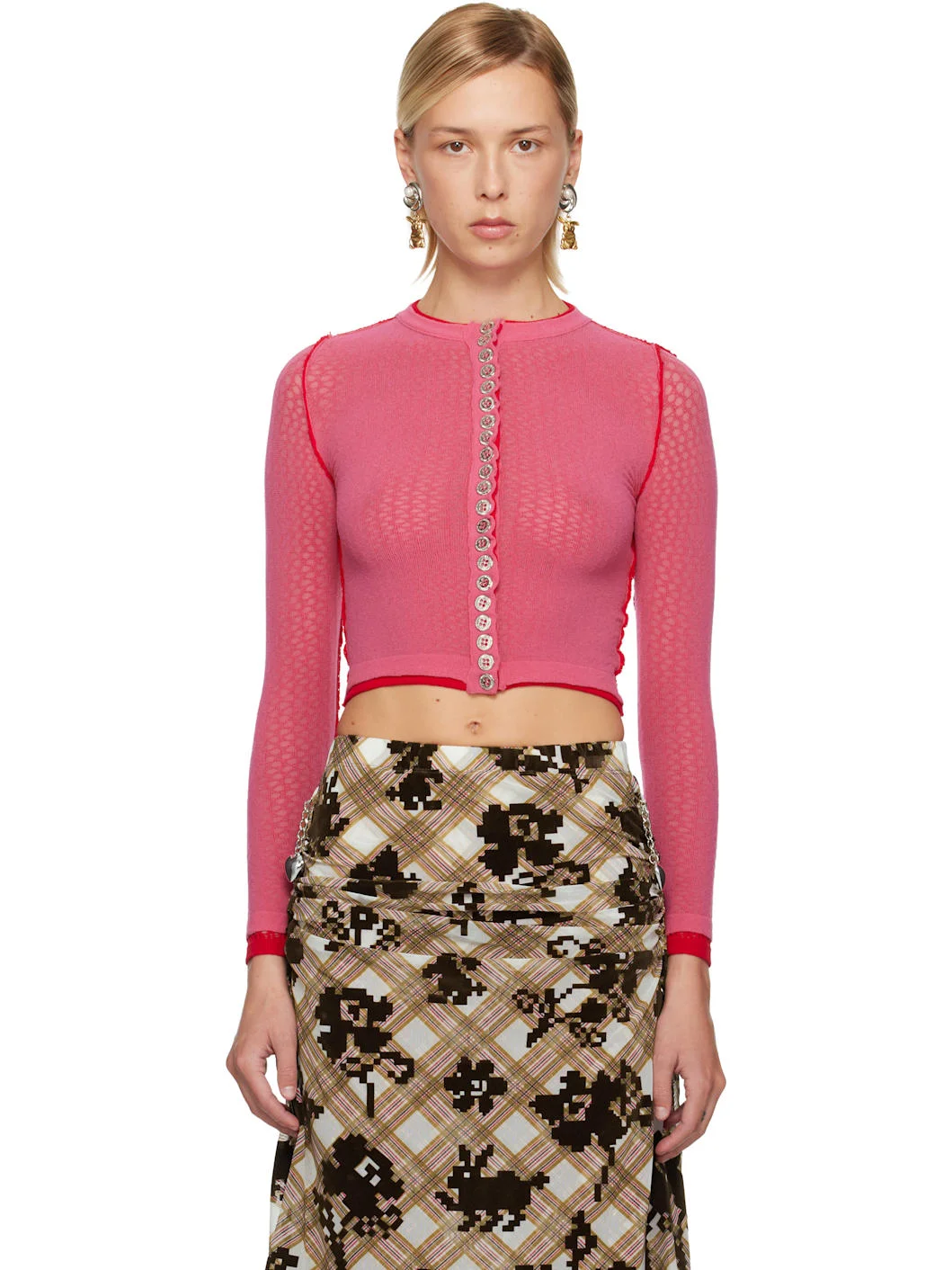 Pink Fishnet Cardigan - 1