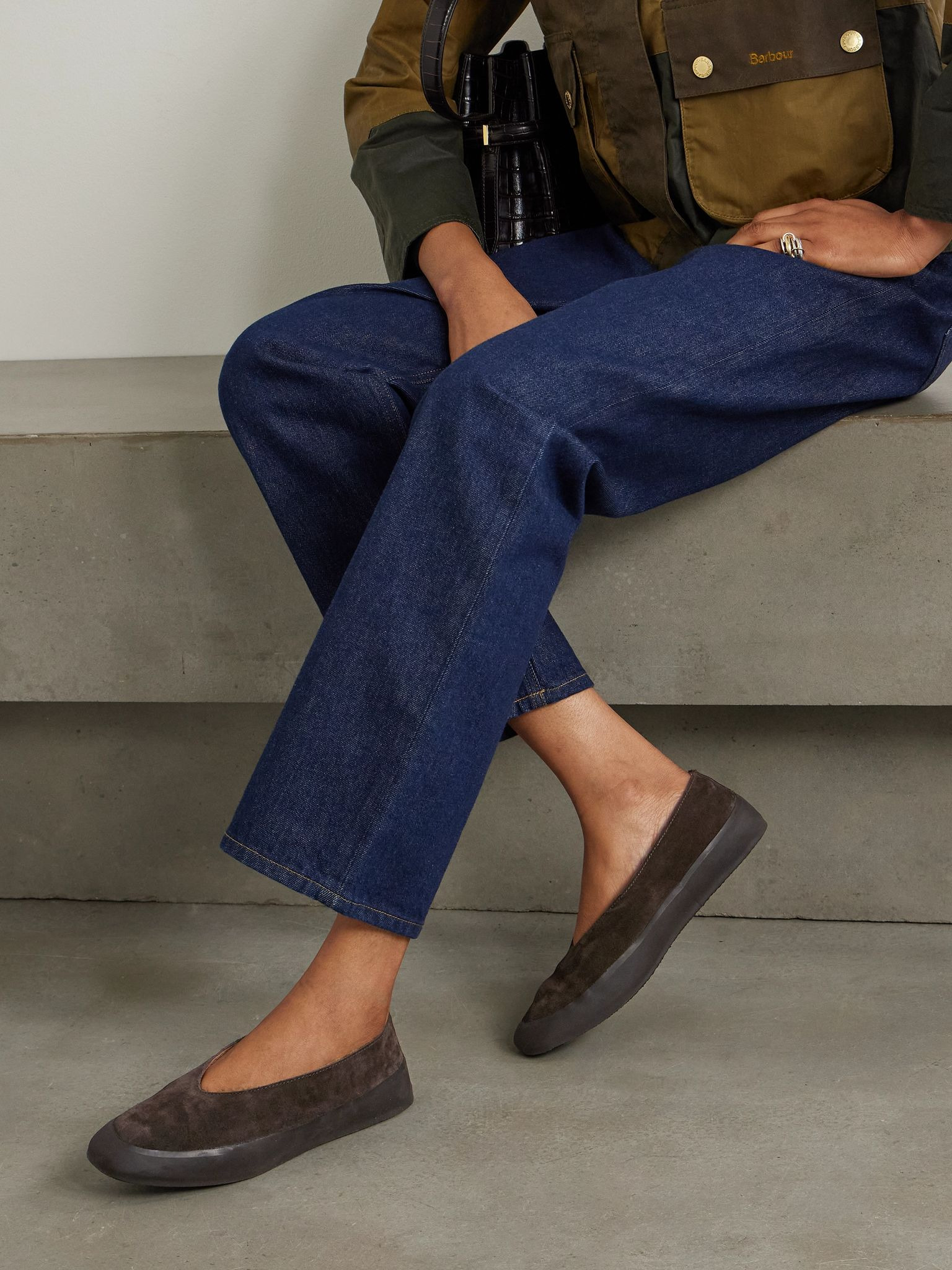 Shearling-lined suede ballet flats Brown - 2
