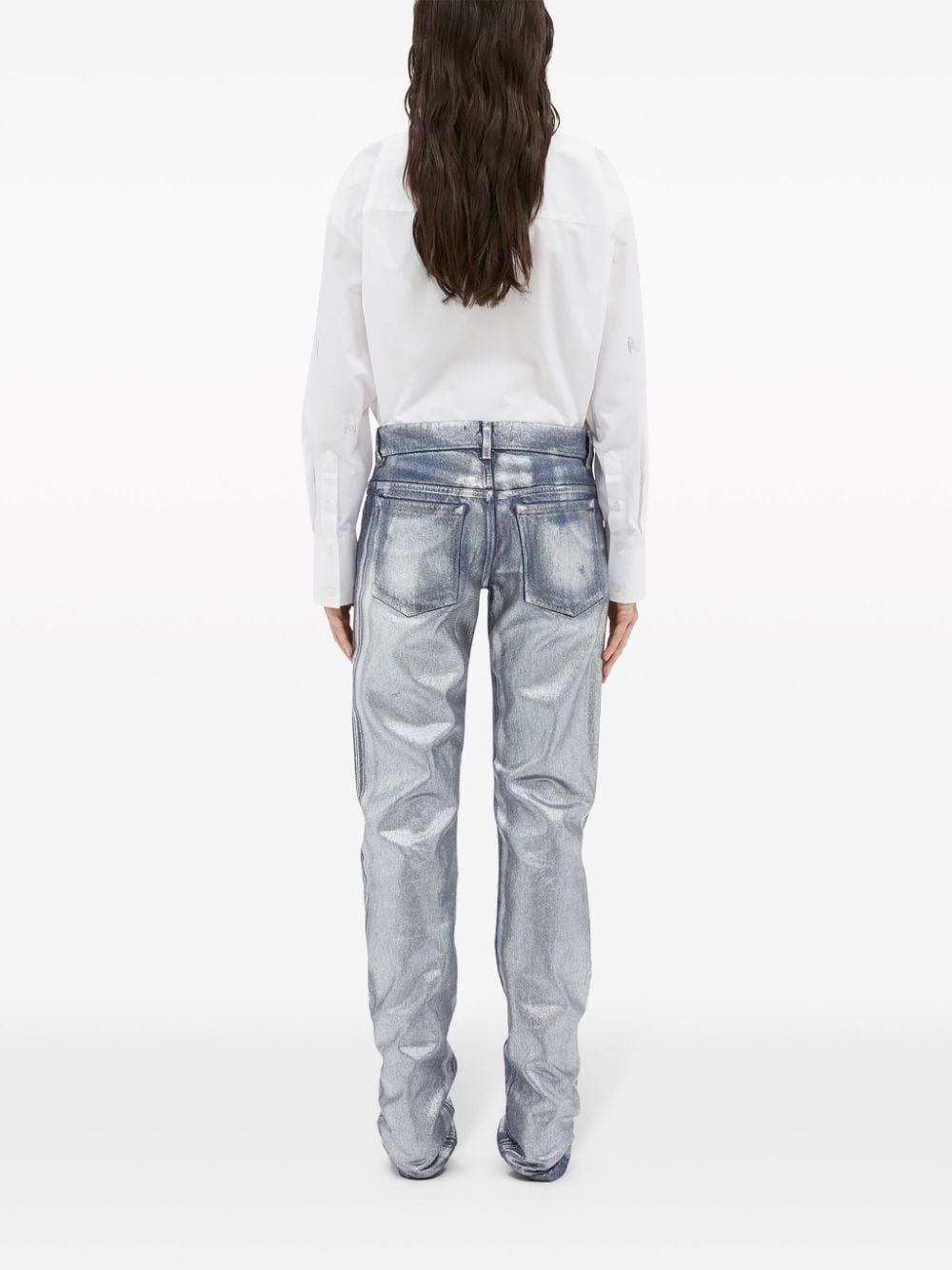 metallic-finish straight jeans - 4