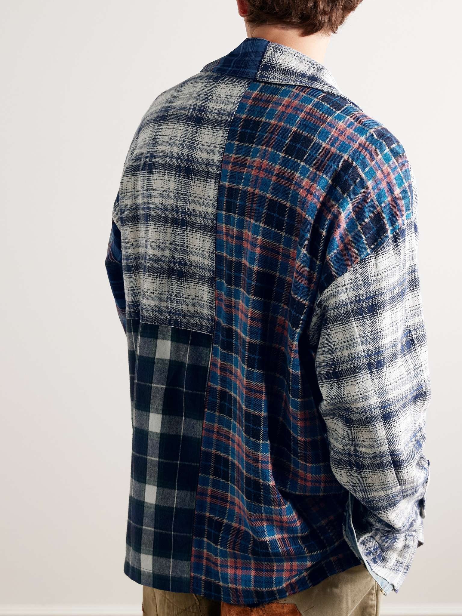 Denim-Trimmed Patchwork Checked Cotton and Flannel Shirt - 3