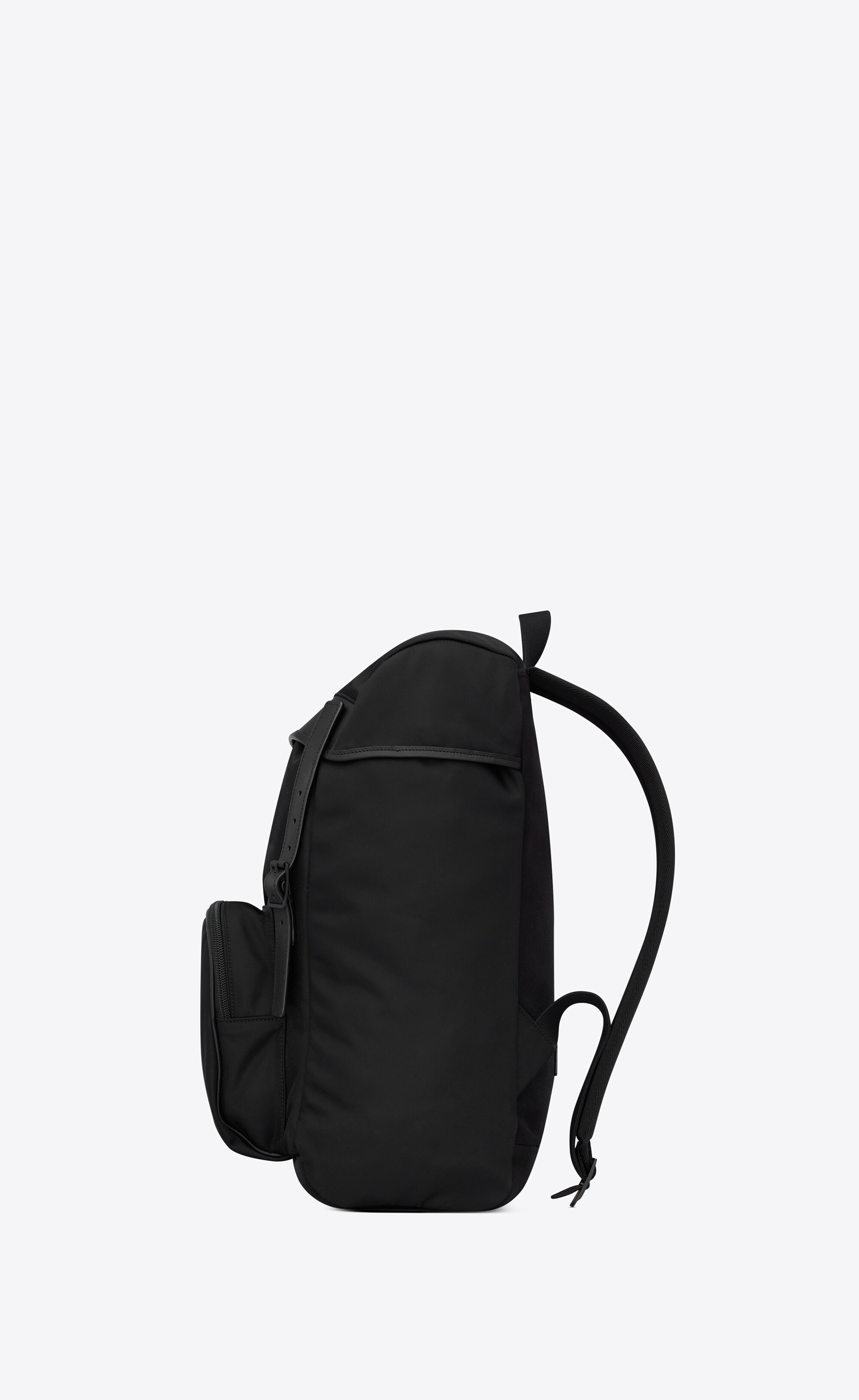 city flap backpack in econyl®, smooth leather and nylon - 3