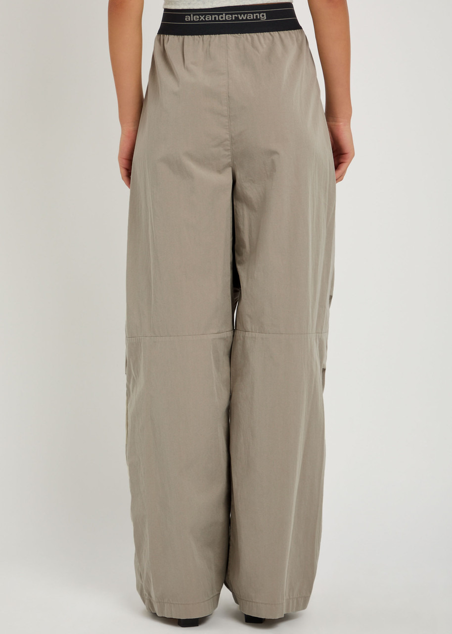 Alexander Wang Logo Gathered Cotton-blend Wide-leg Trousers - 3