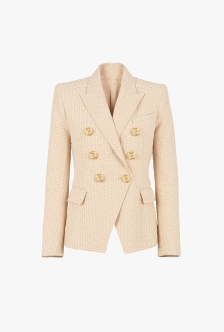Nude and white monogram print jacquard jacket - 1