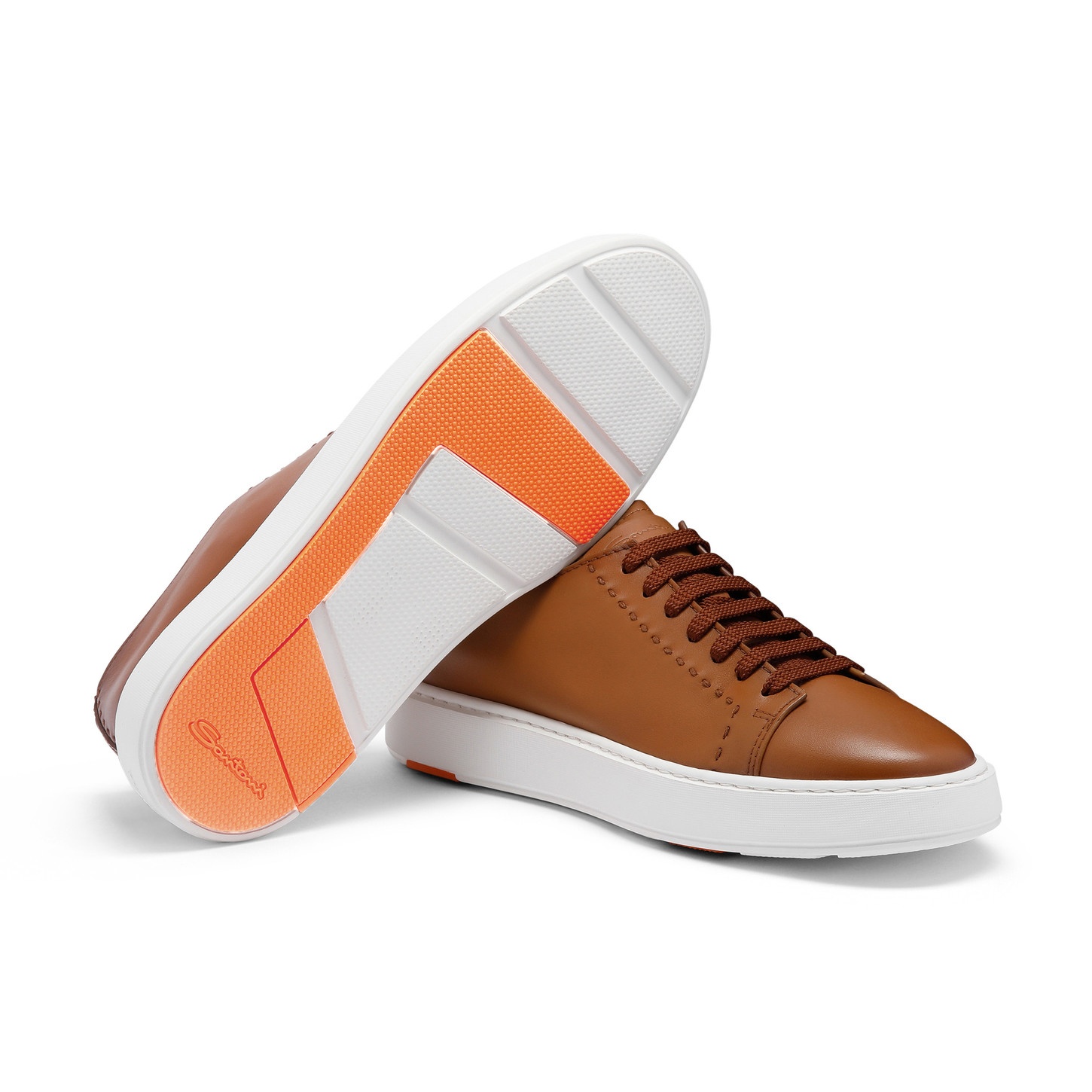 Men's light brown leather sneaker - 4