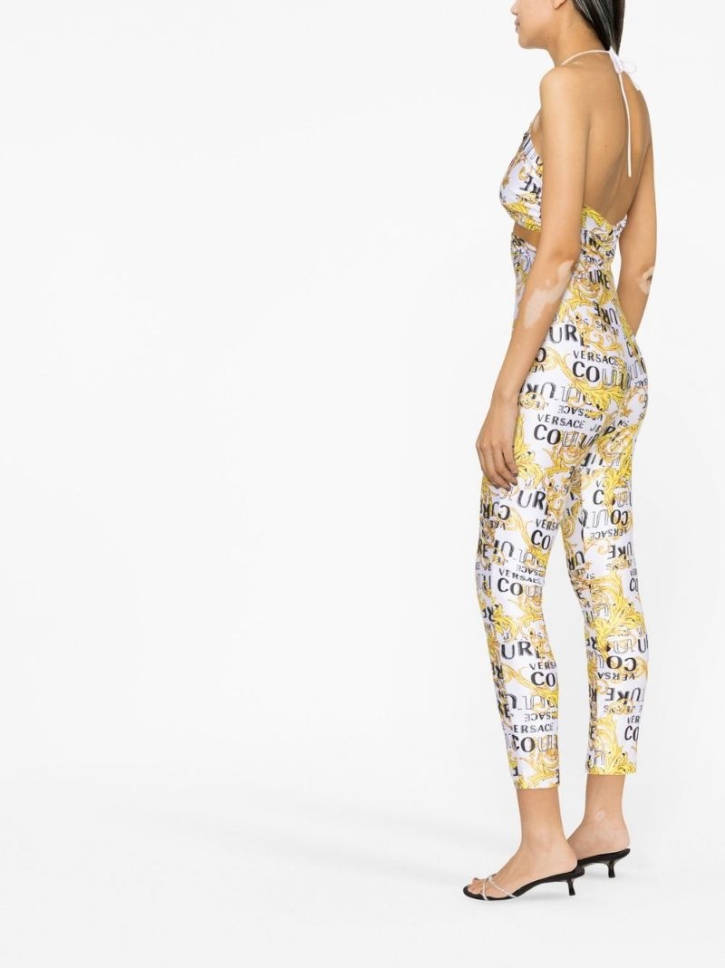logo-print halterneck jumpsuit - 4