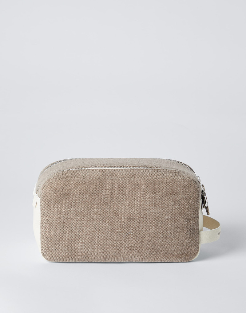 Canvas and grained calfskin beauty case 2