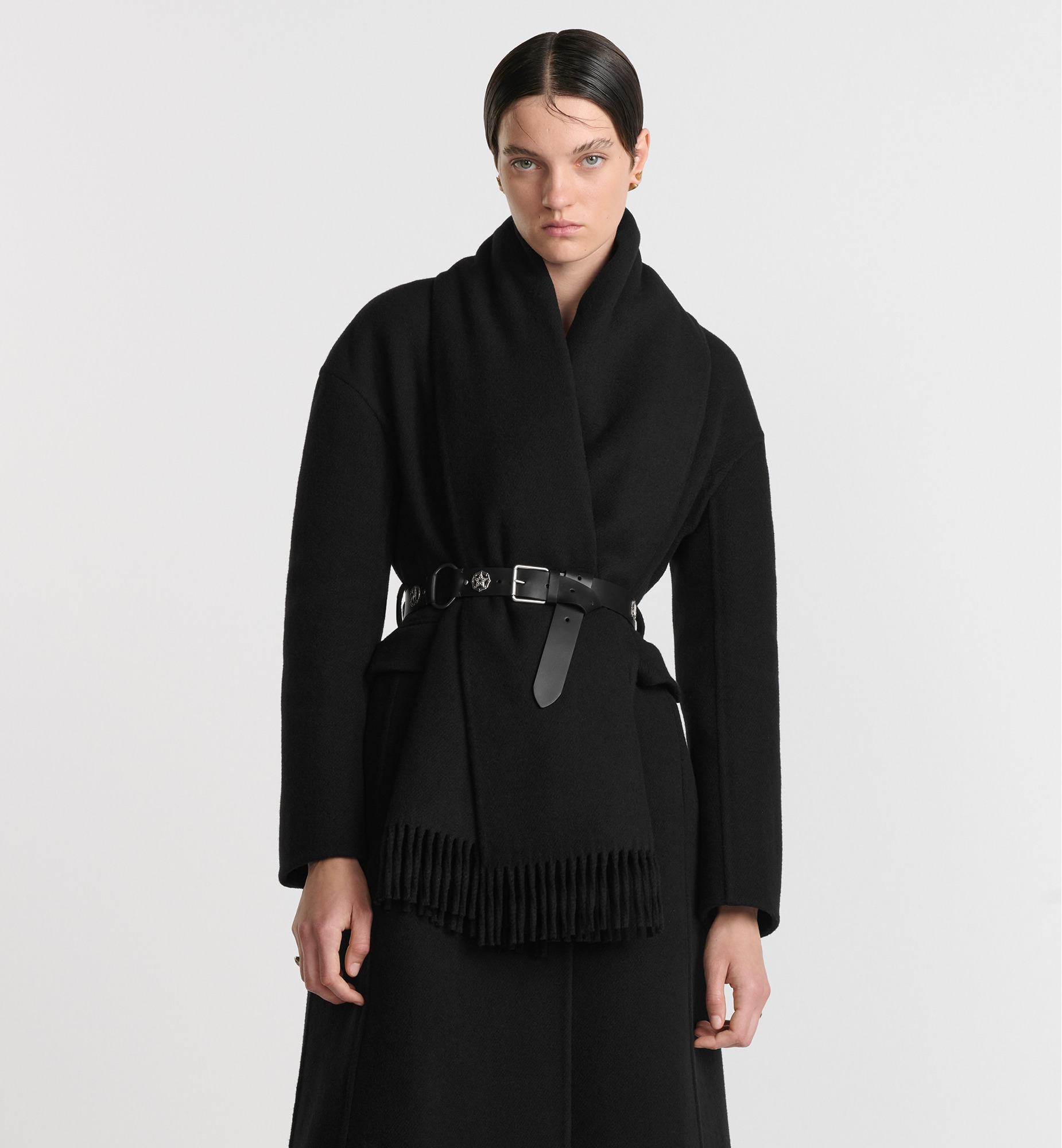 Belted Coat with Removable Scarf - 4