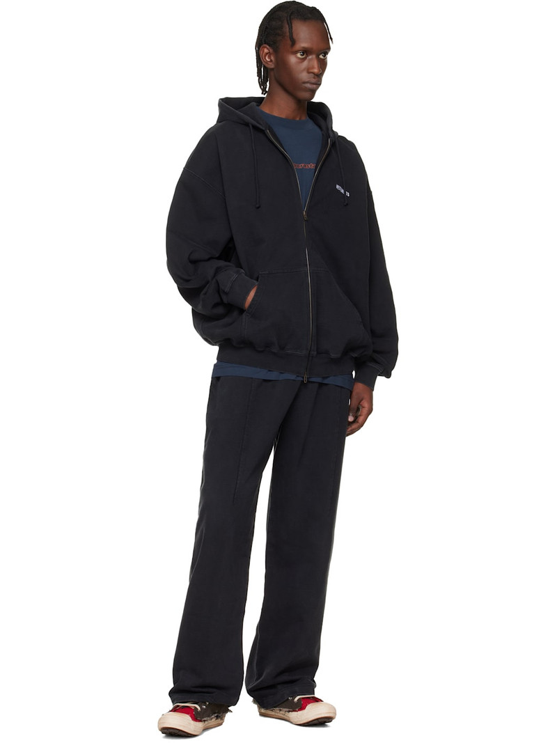 VETEMENTS Black Iconic Logo Zip-Up Hoodie outlook
