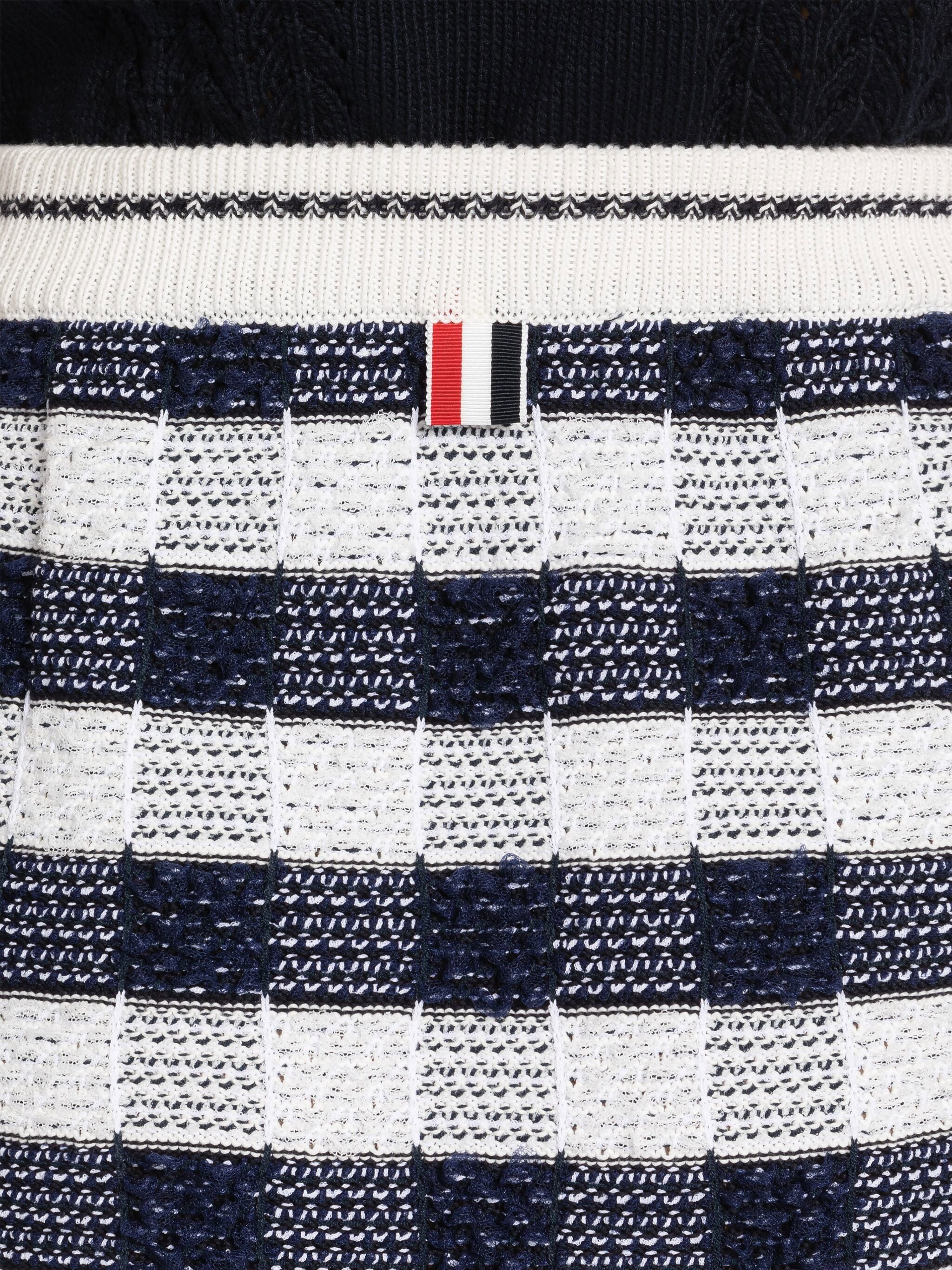 Gingham Inlay Stripe Side Pleat Mini Skirt - 6