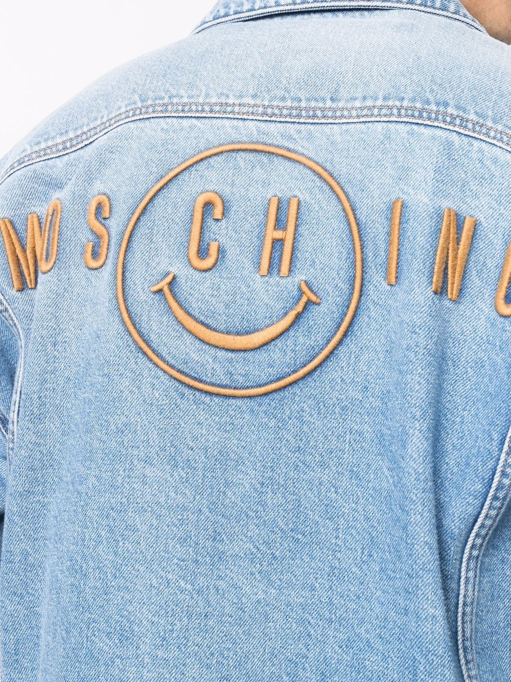 embroidered logo denim jacket - 5