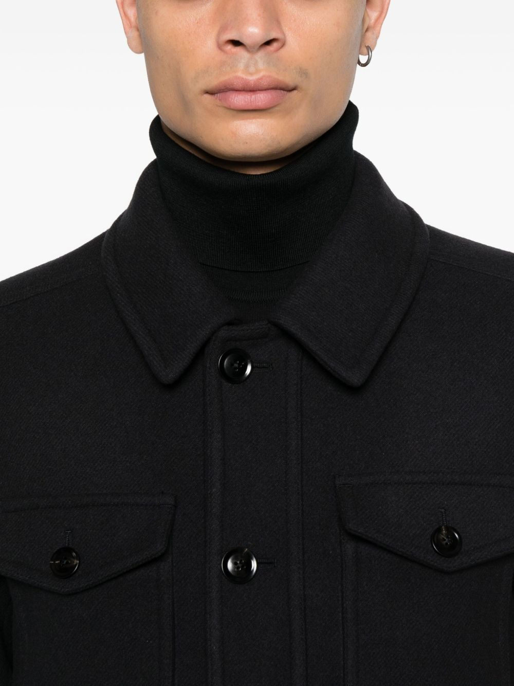 flap-pocket button-front jacket - 5