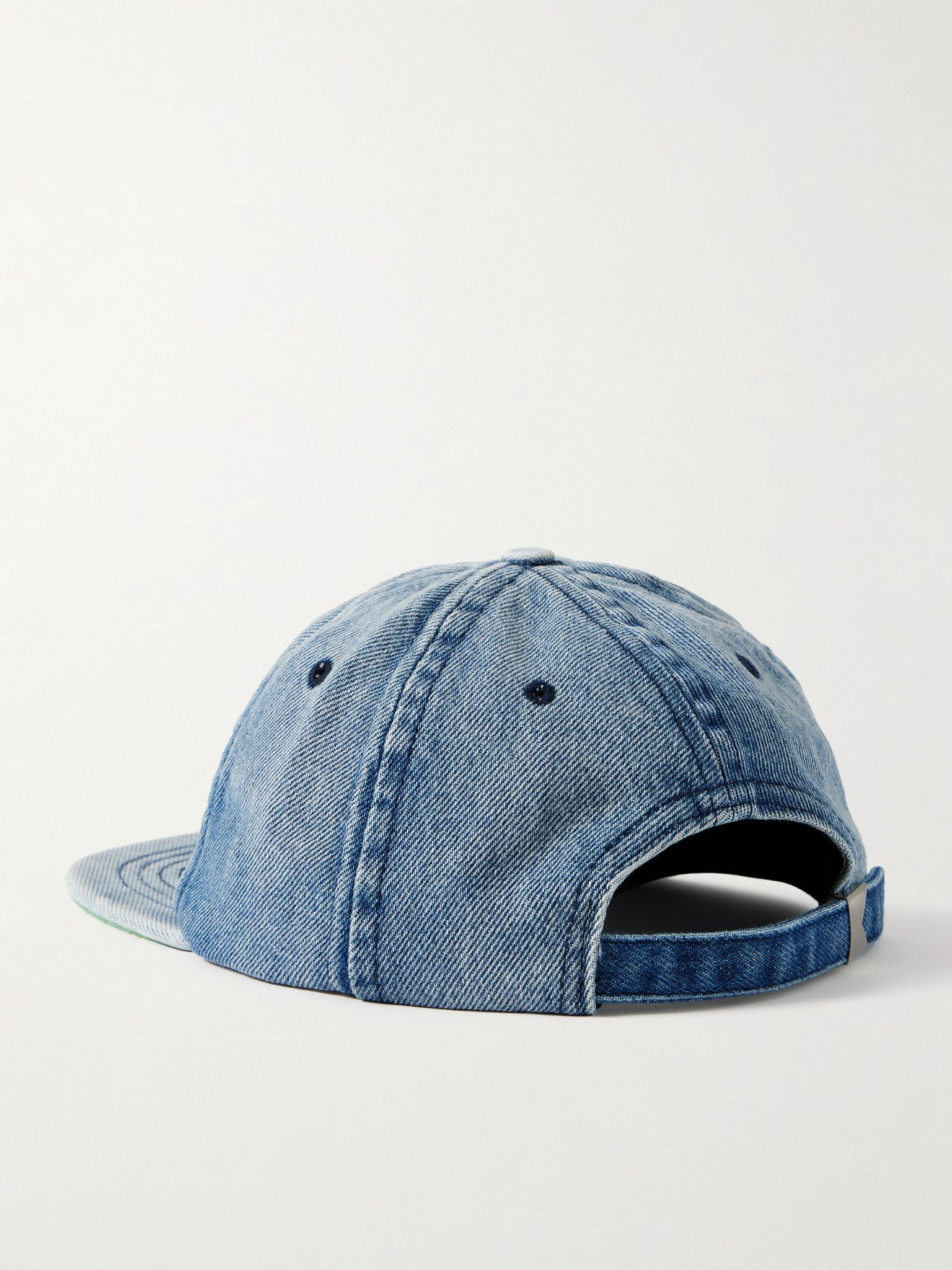 Logo-Embroidered Denim Baseball Cap Blue - 2