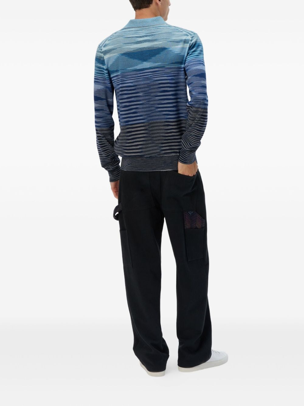 striped long-sleeved polo shirt - 3