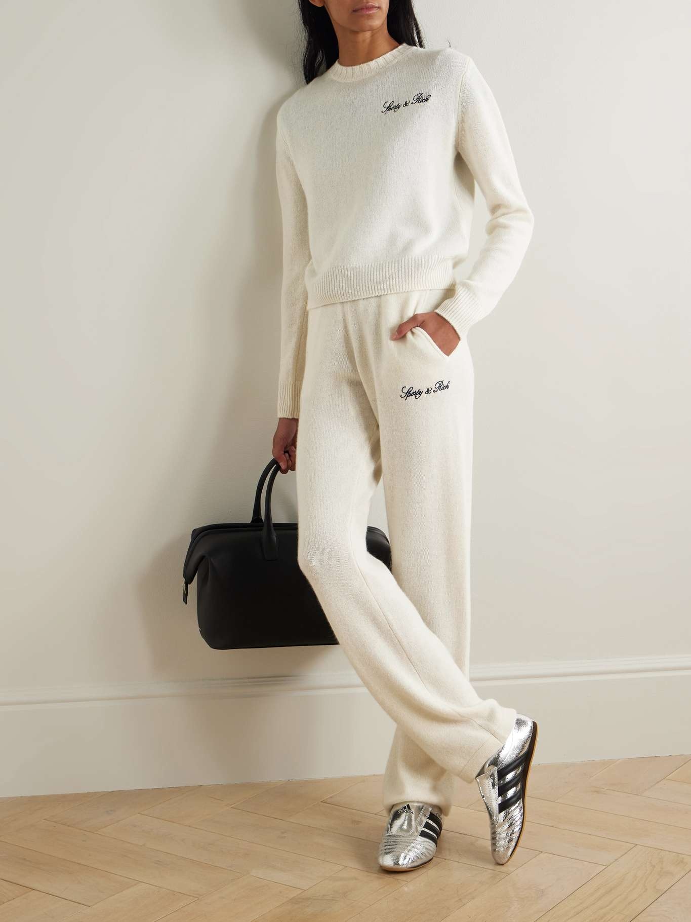 Vendome cashmere and wool-blend track pants Cream - 2