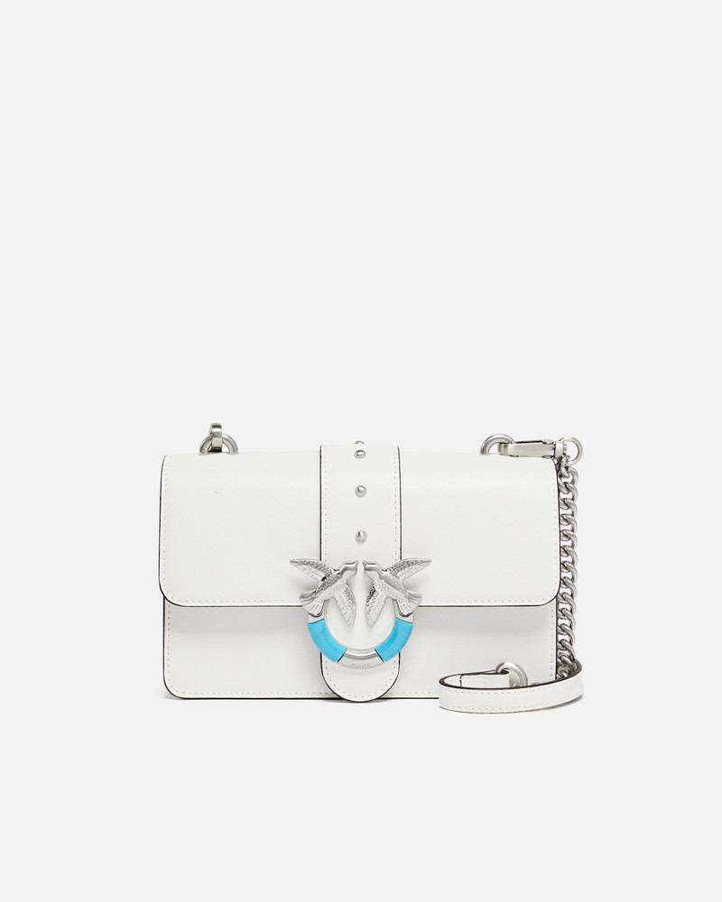 MINI LOVE BAG ONE SHOULDER BAG IN LEATHER WITH TURQUOISE BUCKLE 1