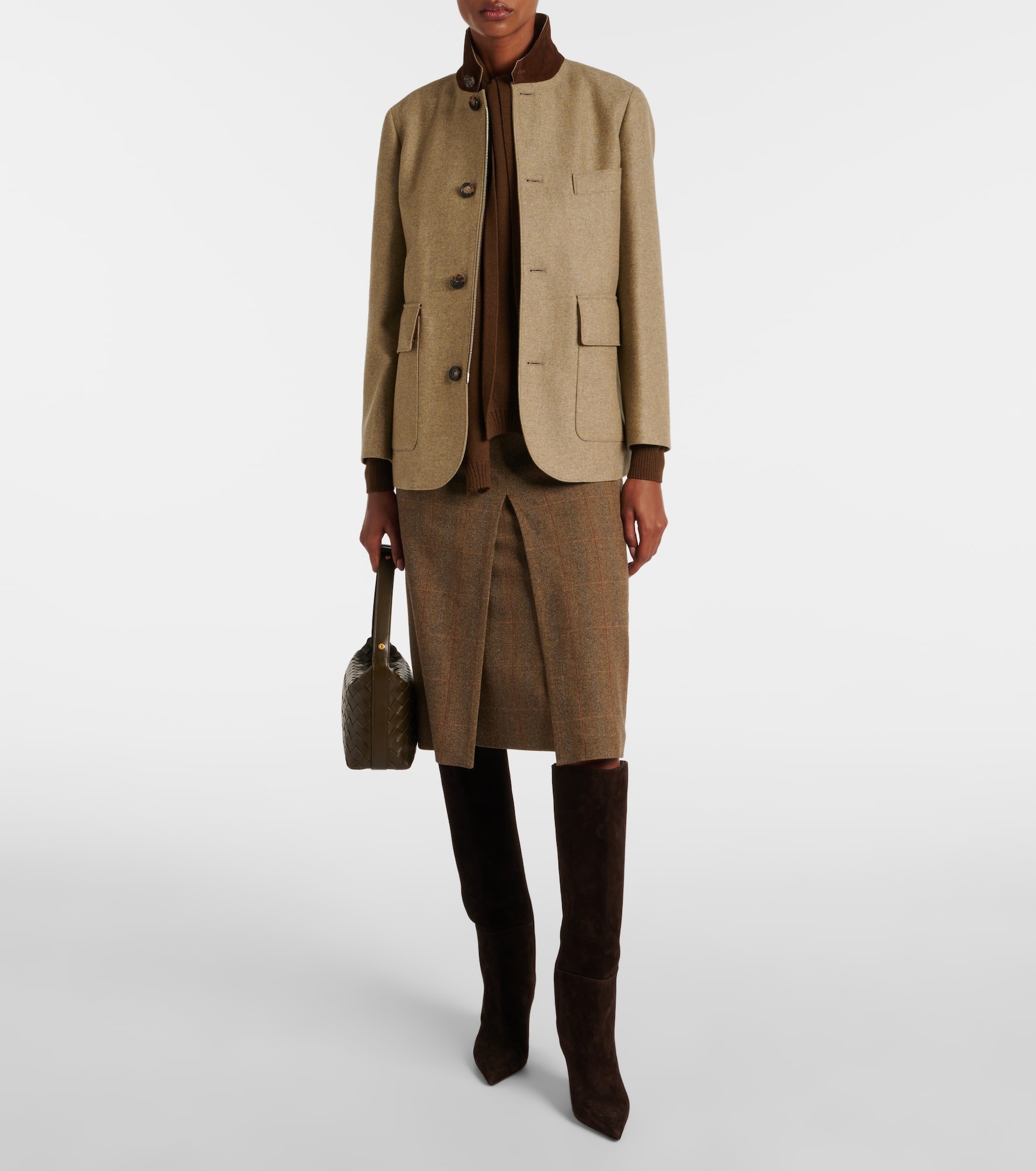 Roadster leather-trimmed wool-blend jacket - 2